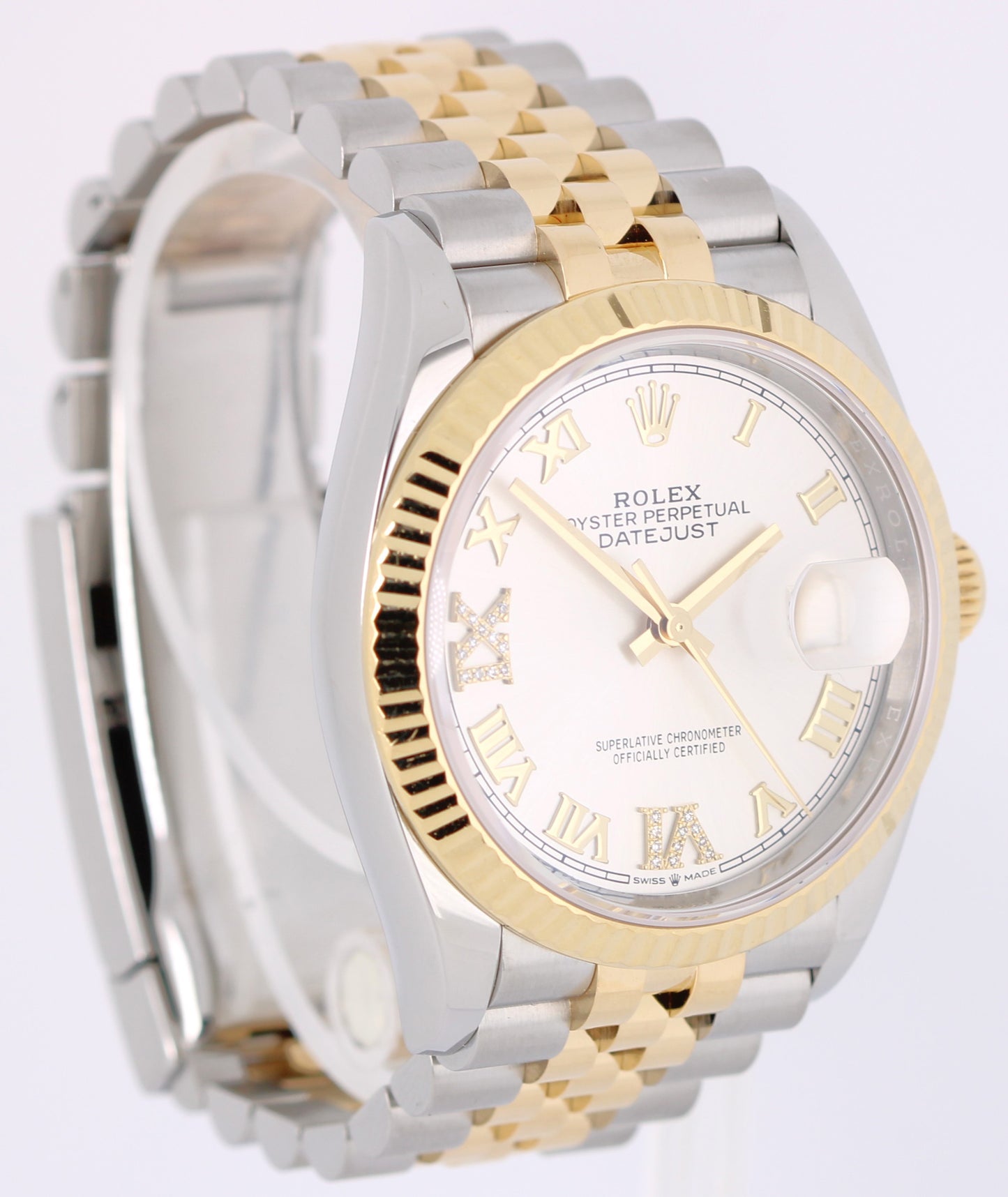 2021 PAPERS Rolex Datejust Two-Tone Gold Silver Roman DIAMOND 36mm 126233 Watch