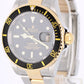 Rolex Submariner Date NO-HOLES Two-Tone 18k Gold Steel Black 40mm 16613T Watch