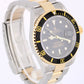 Rolex Submariner Date NO-HOLES Two-Tone 18k Gold Steel Black 40mm 16613T Watch