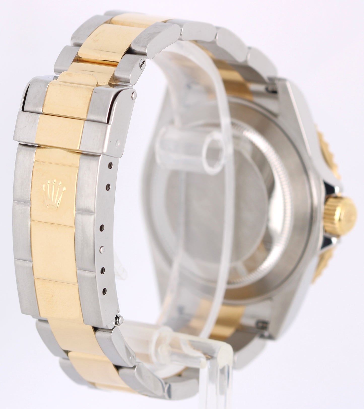 Rolex Submariner Date NO-HOLES Two-Tone 18k Gold Steel Black 40mm 16613T Watch