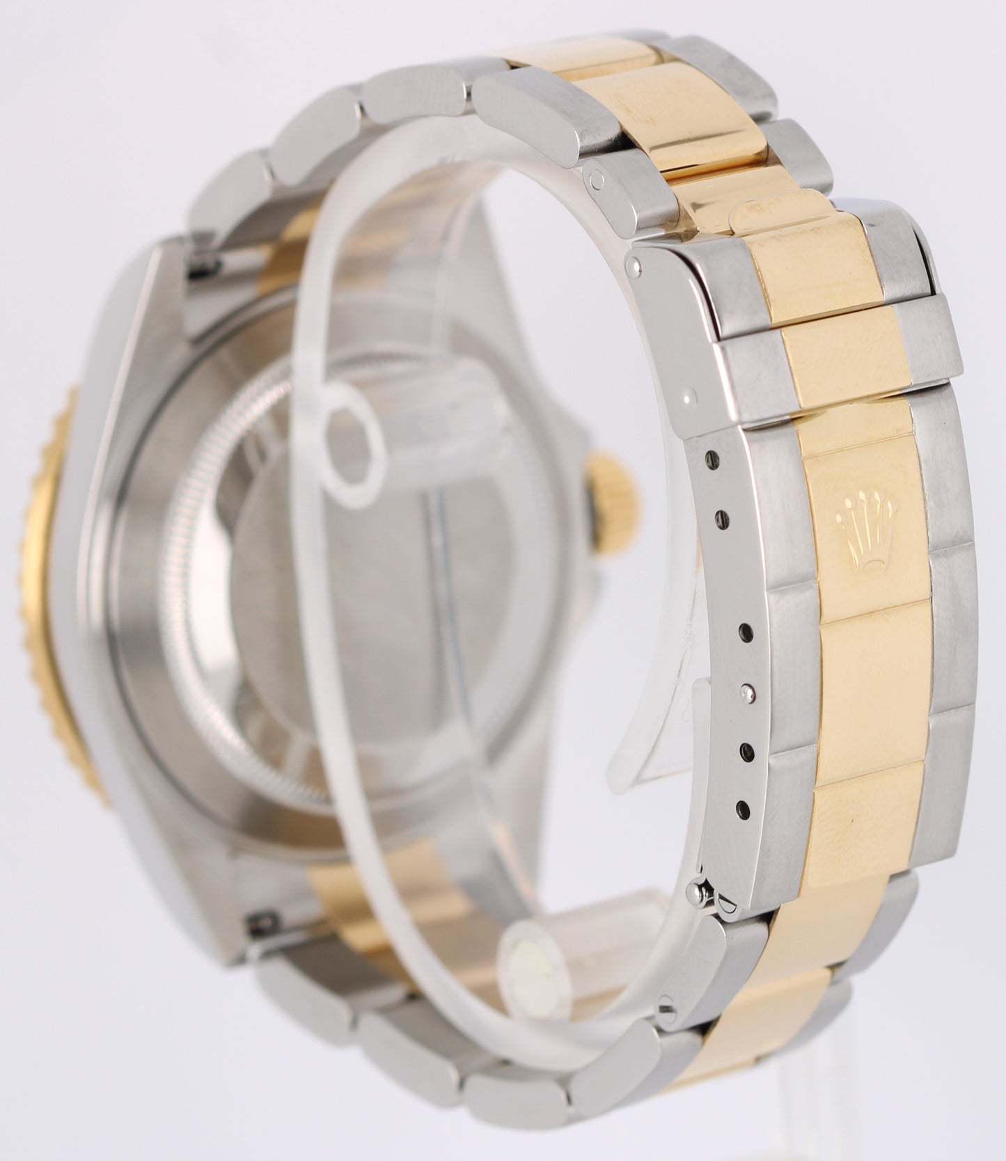 Rolex Submariner Date NO-HOLES Two-Tone 18k Gold Steel Black 40mm 16613T Watch