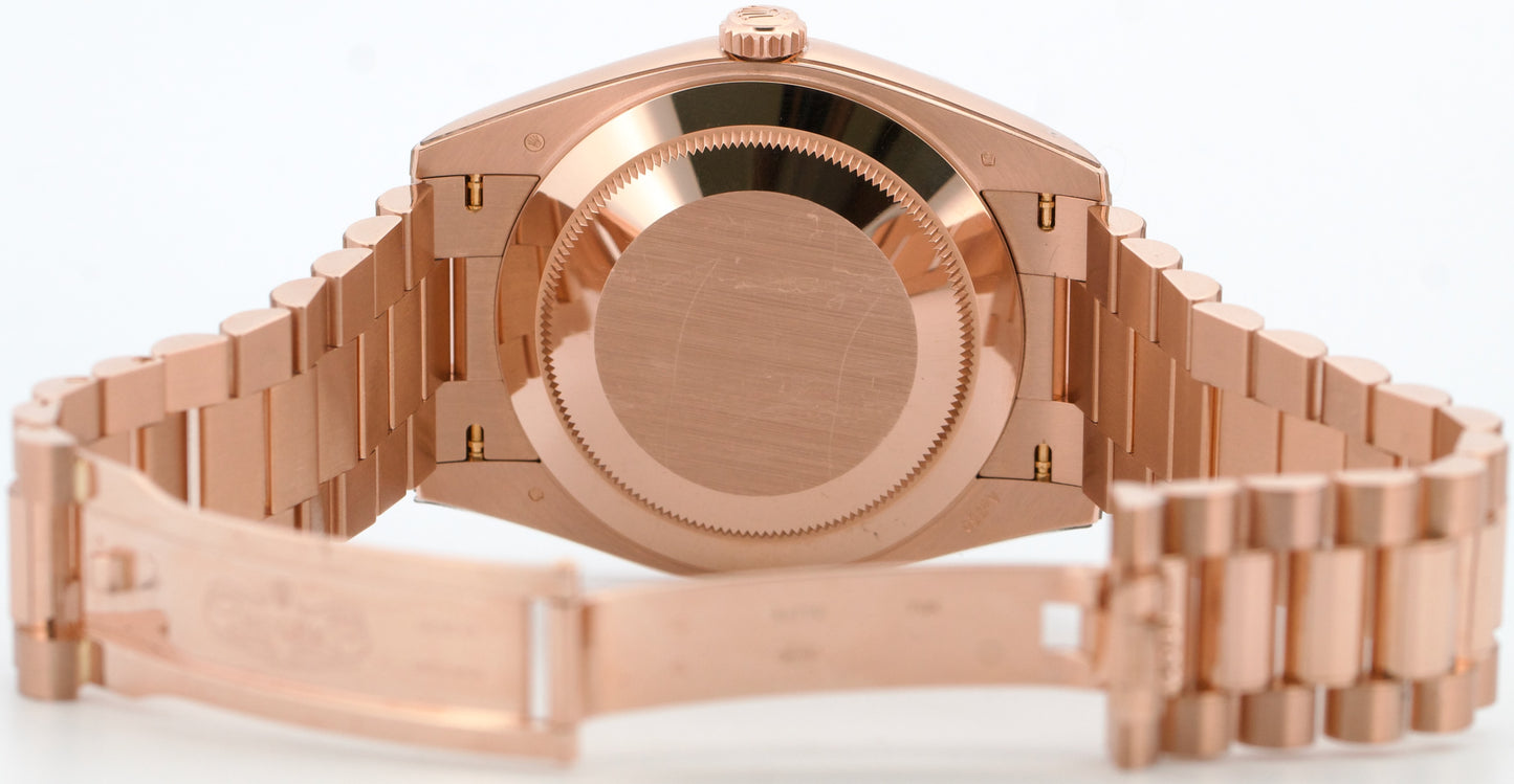 2024 PAPERS Rolex Day-Date President 40mm OLIVE GREEN 18K Rose Gold 228235 BOX