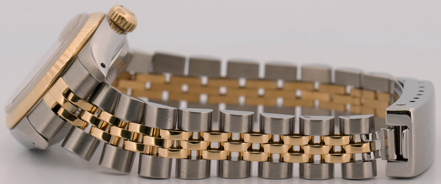 Ladies Rolex DateJust 26mm SILVER TIFFANY 18K Gold Steel JUBILEE Fluted 69173