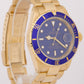Rolex Submariner Date 18K Yellow Gold BLUE 40mm Automatic Oyster Watch 16618 LB