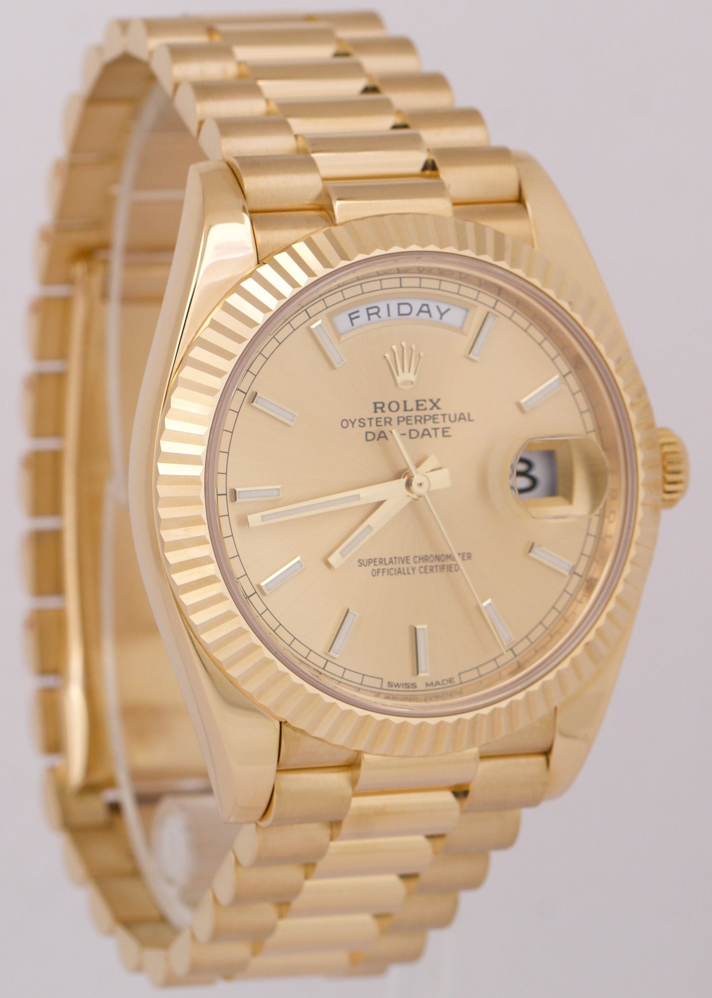 MINT 2023 PAPERS Rolex Day-Date President 40mm CHAMPAGNE 18K Gold 228238 BOX