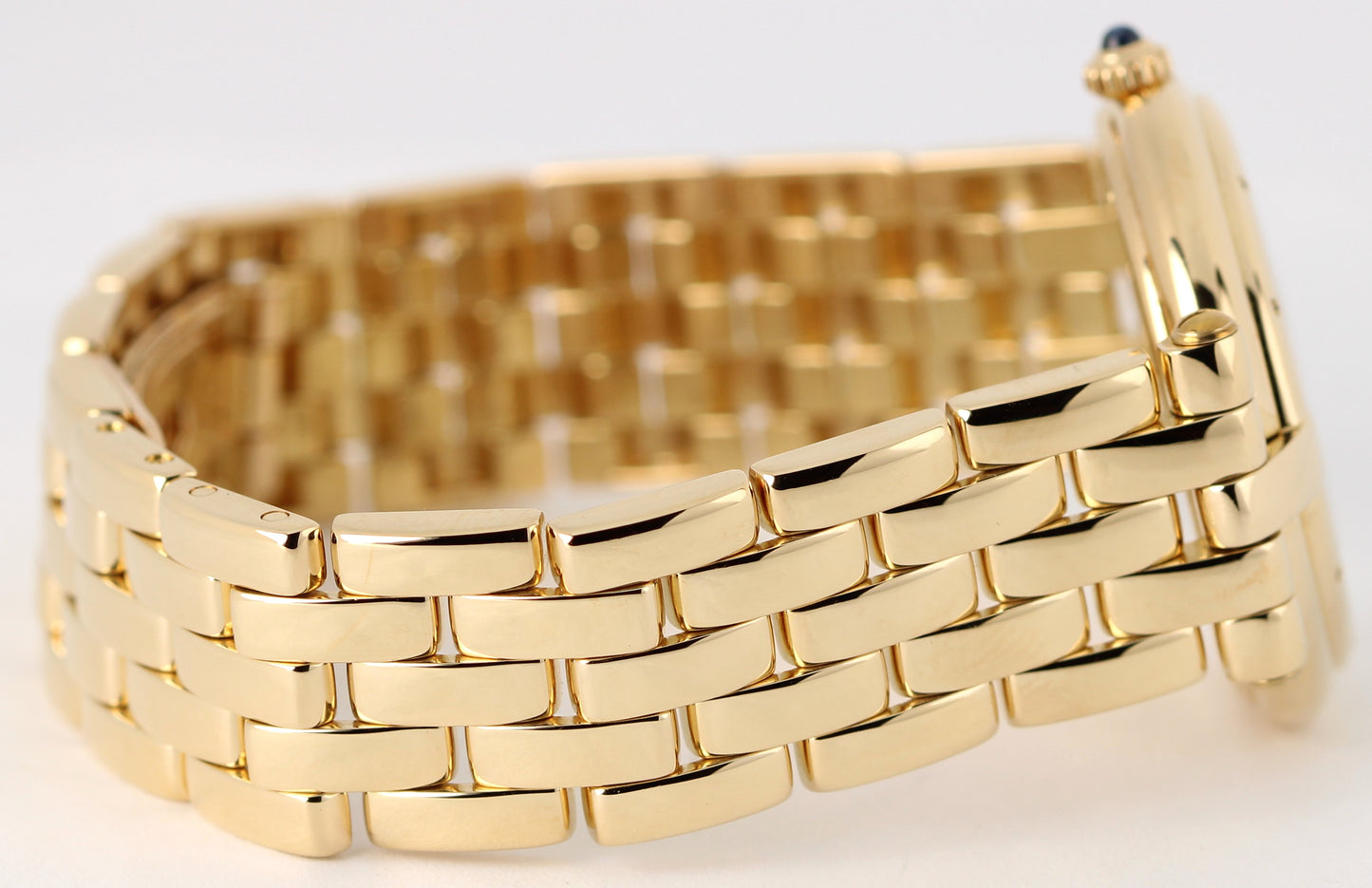 Cartier Panthere Vendome 18k Yellow Gold Silver Roman 30mm 883964 Quartz Watch