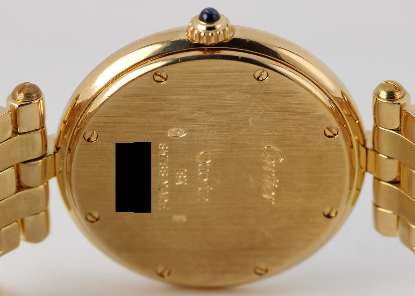 Cartier Panthere Vendome 18k Yellow Gold Silver Roman 30mm 883964 Quartz Watch