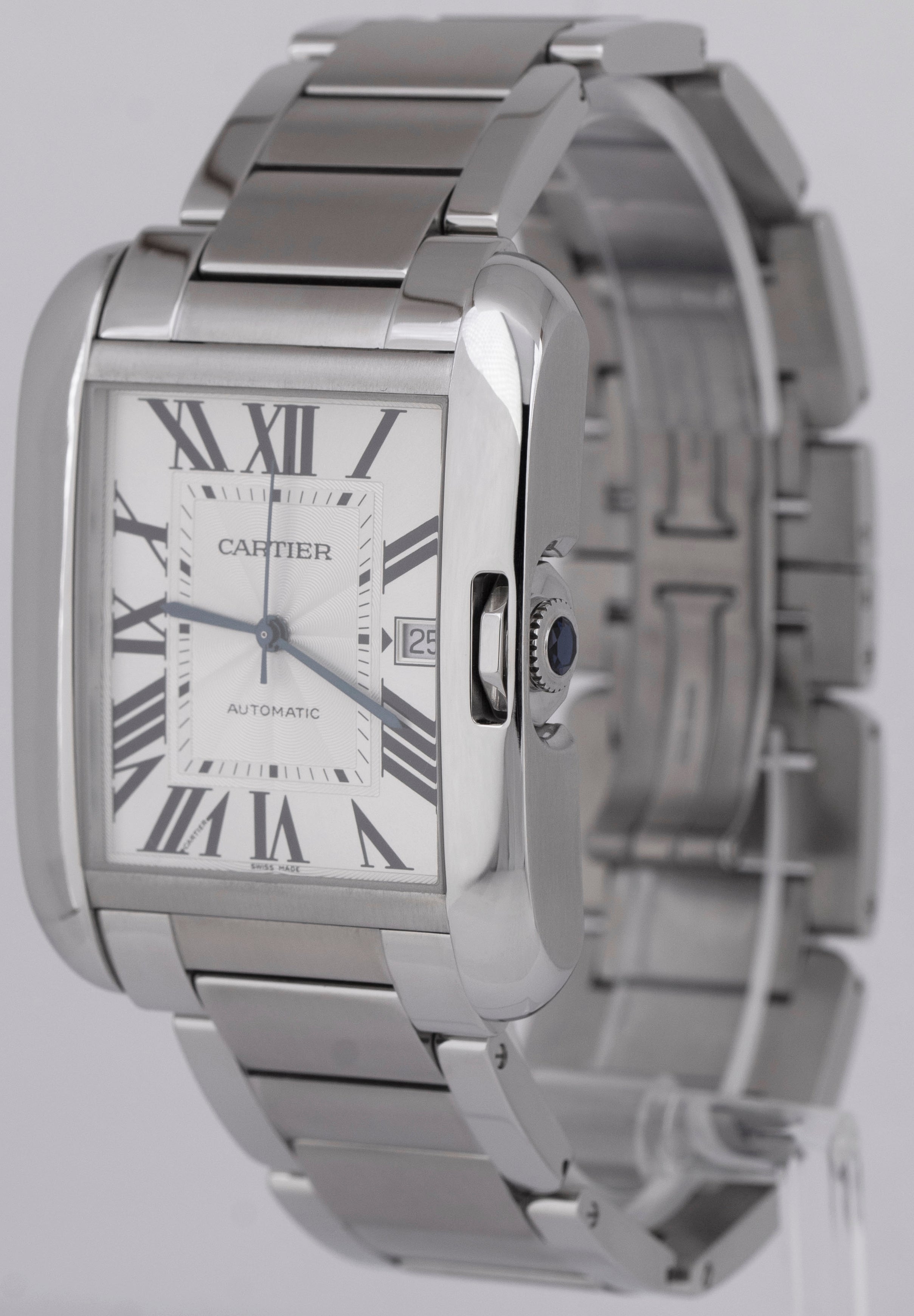 MINT Cartier Tank Anglaise XL Silver Steel 37mm Automatic Watch 3507 W CollectorsWatches