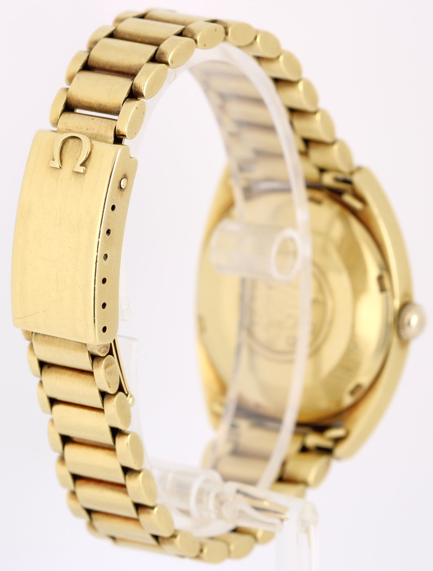 VINTAGE Omega Constellation Day-Date 18k Gold Champagne Linen 35mm 168.029 Watch