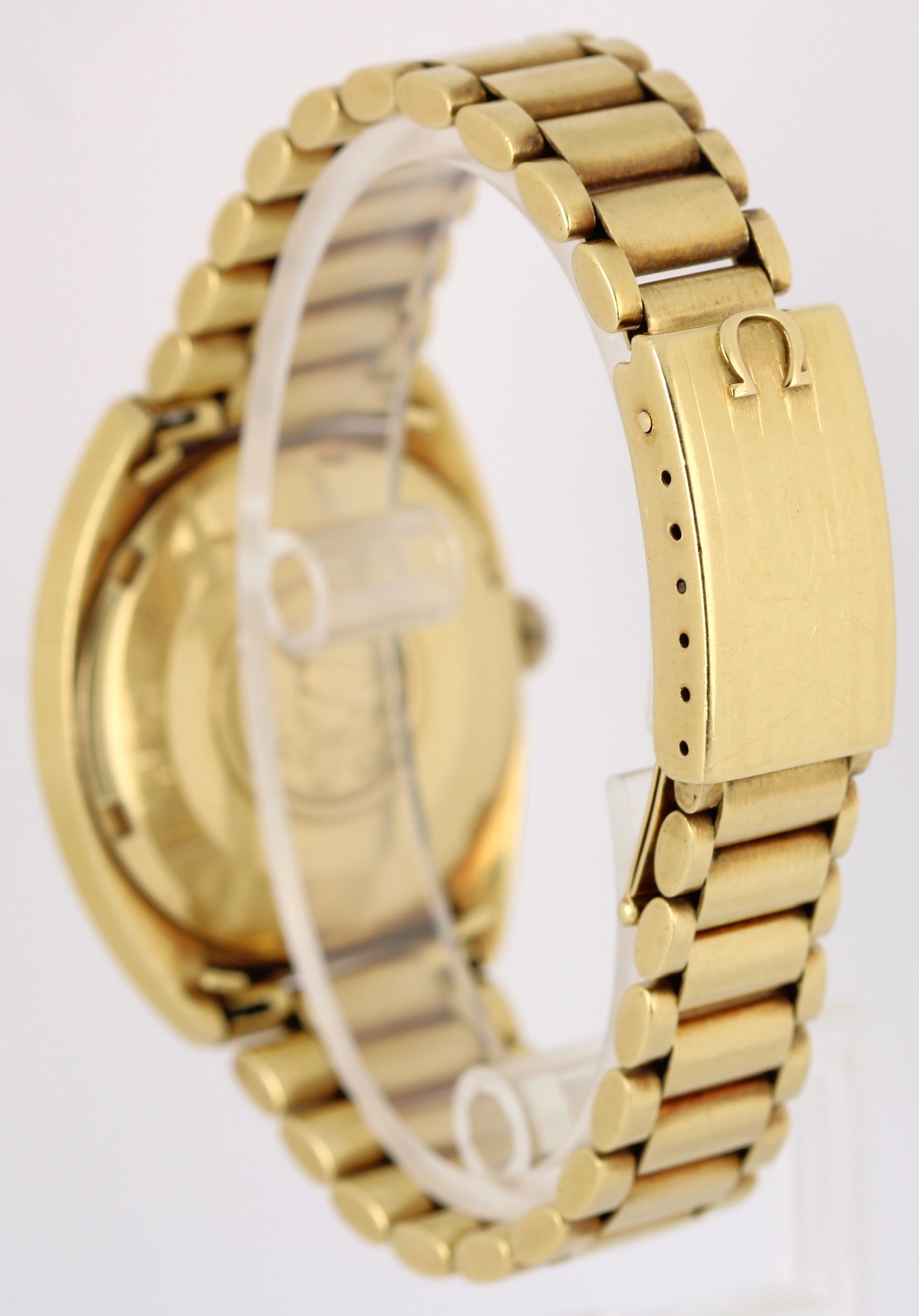 VINTAGE Omega Constellation Day-Date 18k Gold Champagne Linen 35mm 168.029 Watch