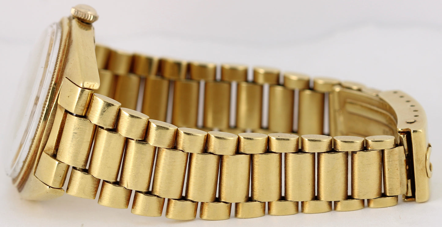 VINTAGE Omega Constellation Day-Date 18k Gold Champagne Linen 35mm 168.029 Watch