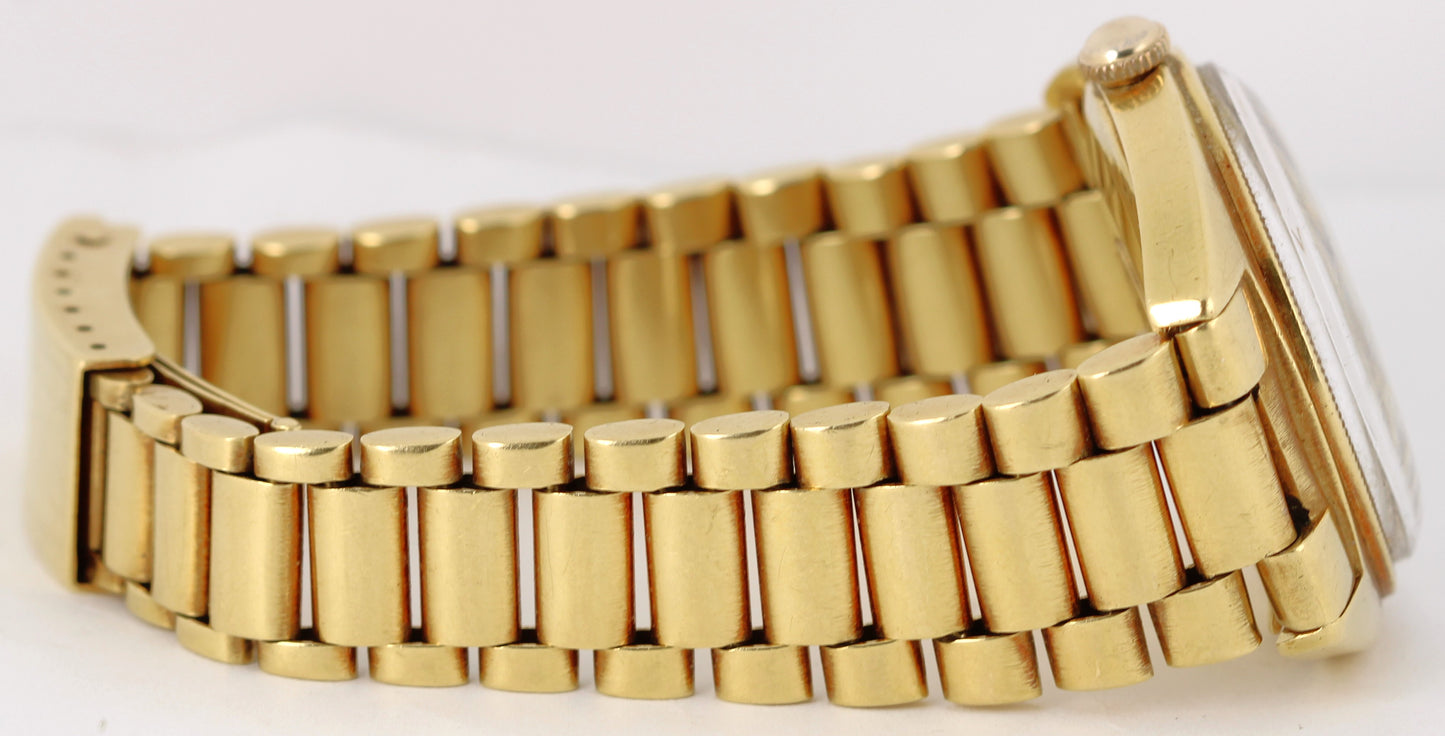 VINTAGE Omega Constellation Day-Date 18k Gold Champagne Linen 35mm 168.029 Watch