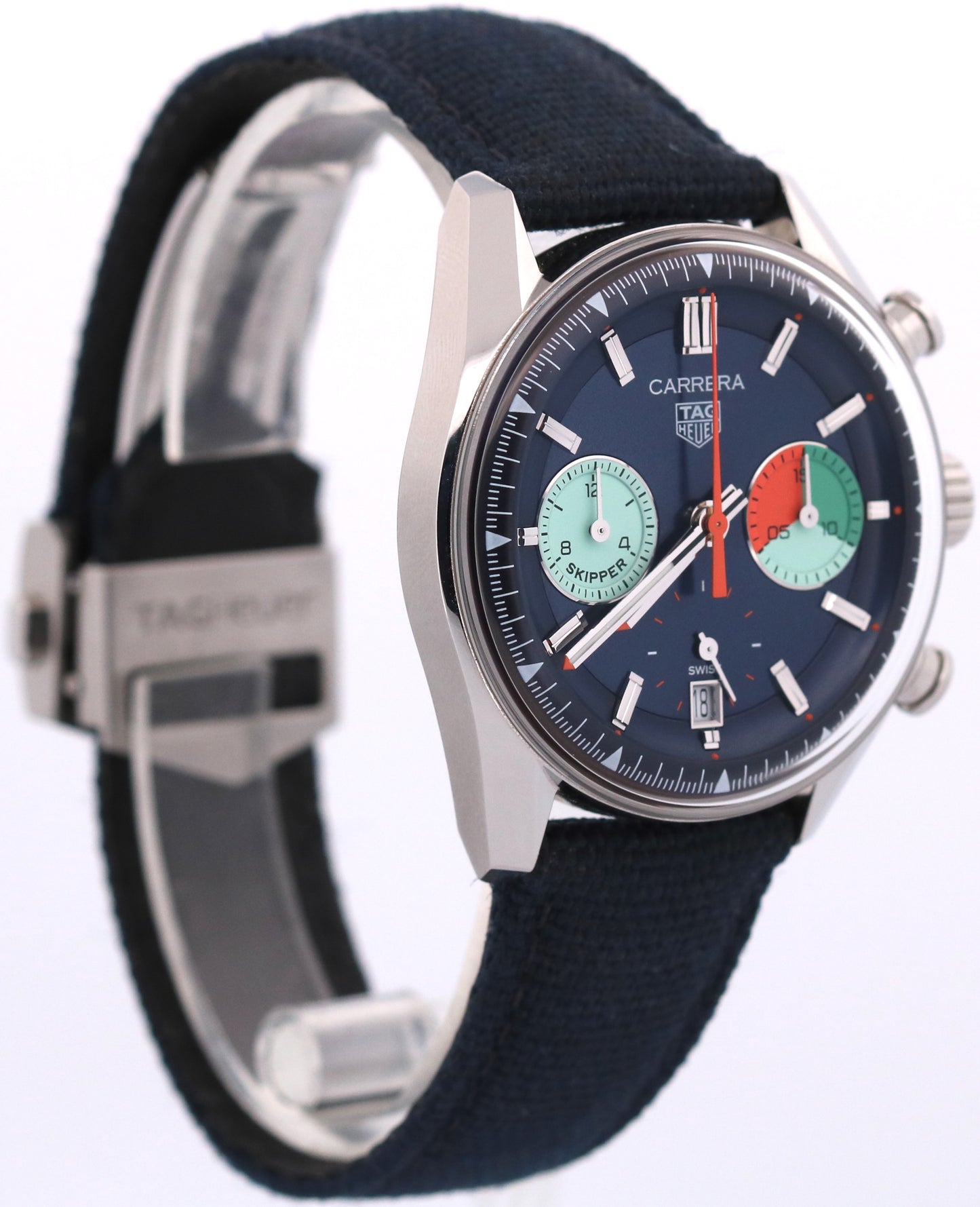 PAPERS Tag Heuer Carrera Skipper BLUE Stainless Steel 39mm CBS2213.FN6002 BOX