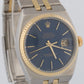 Rolex Oysterquartz DateJust 36mm BLUE Two-Tone 18K Yellow Gold Steel Watch 17013
