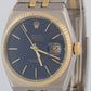 Rolex Oysterquartz DateJust 36mm BLUE Two-Tone 18K Yellow Gold Steel Watch 17013