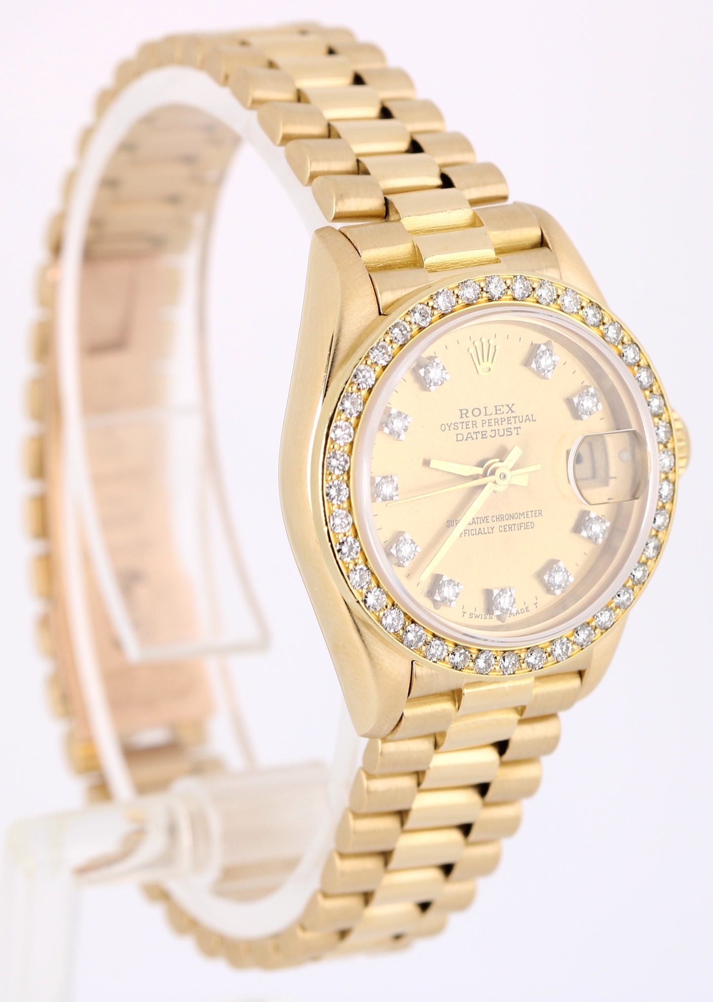 VINTAGE Rolex DateJust President 18k Gold Champagne DIAMOND 26mm 69178 Watch