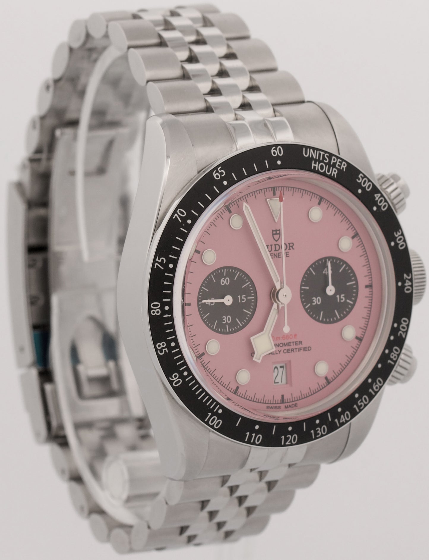2026 PAPERS Tudor Black Bay Chrono Steel MIAMI PINK 41mm JUBILEE 79360N-0019 BOX