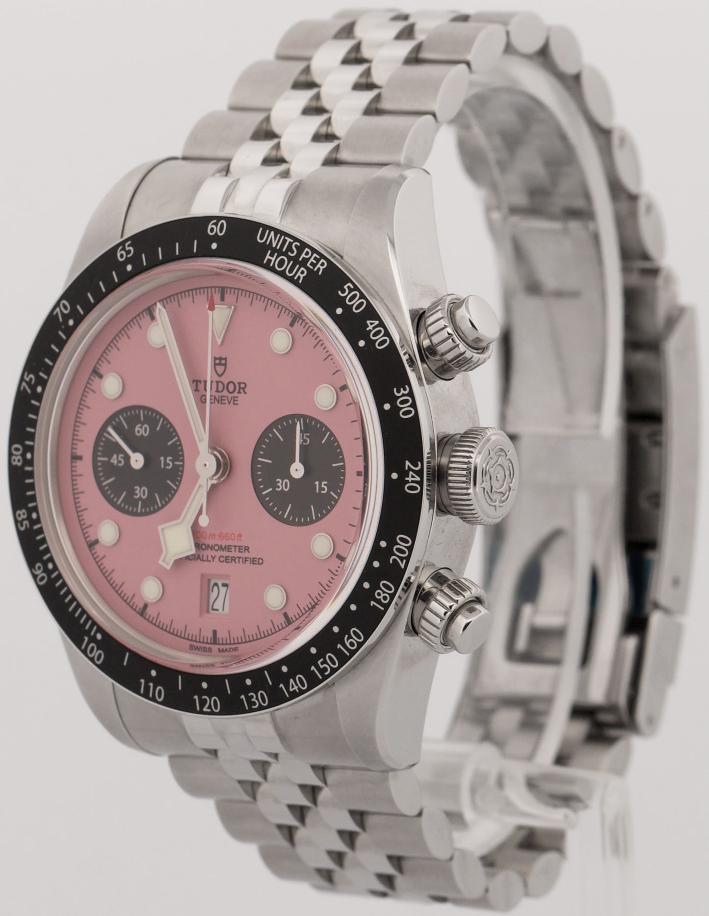 2026 PAPERS Tudor Black Bay Chrono Steel MIAMI PINK 41mm JUBILEE 79360N-0019 BOX