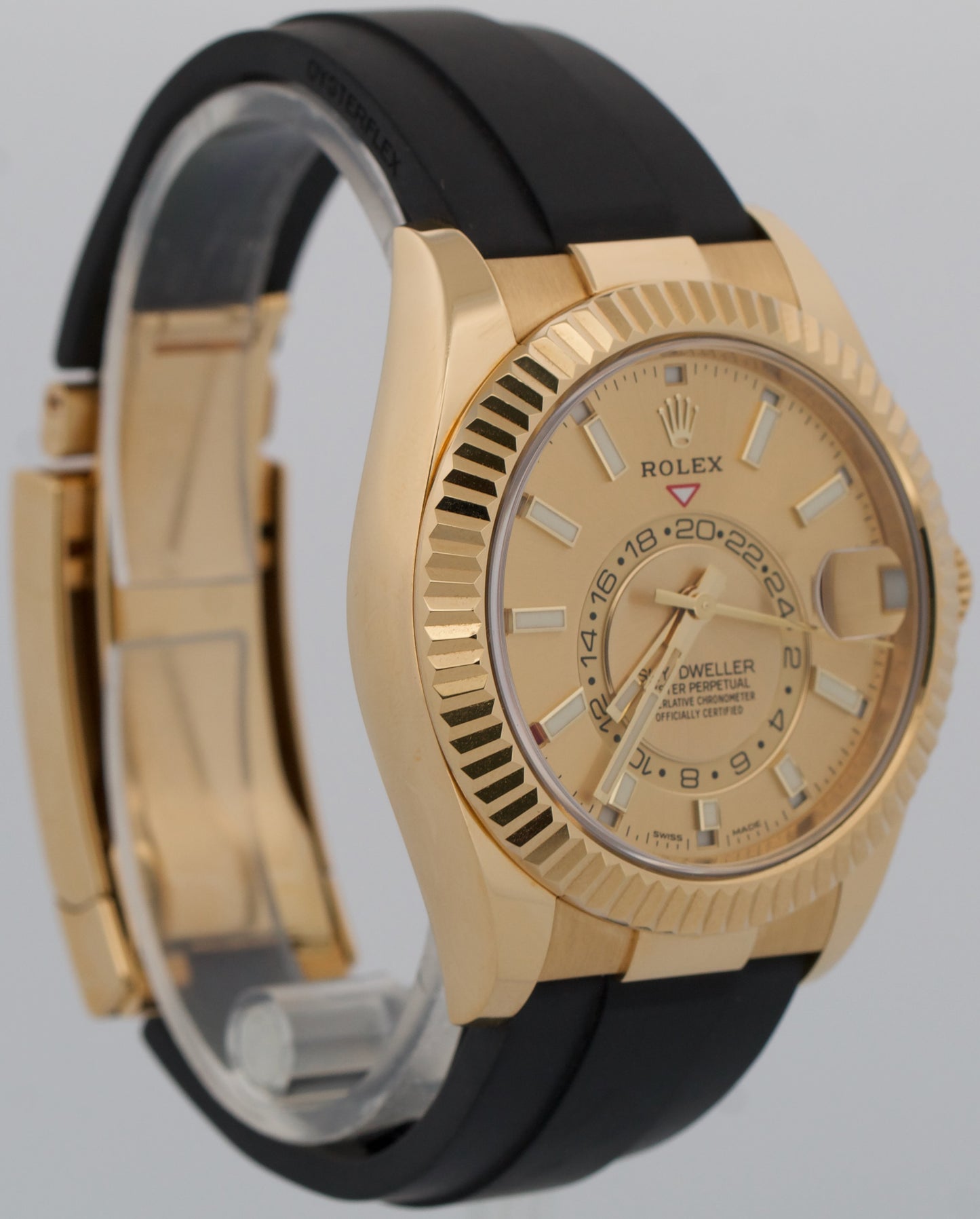 2021 Rolex Sky-Dweller 326238 18K Gold Champagne Oysterflex 42mm Box Papers