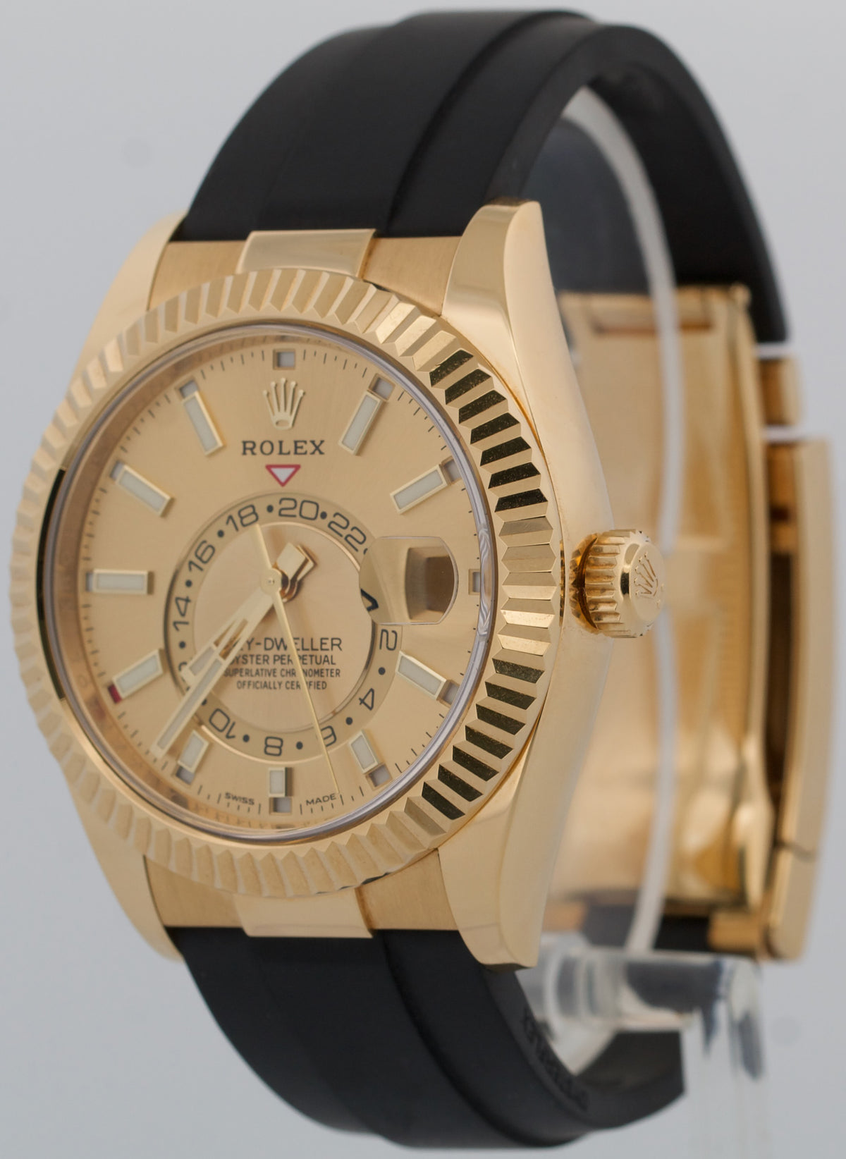 2021 Rolex Sky-Dweller 326238 18K Gold Champagne Oysterflex 42mm Box Papers
