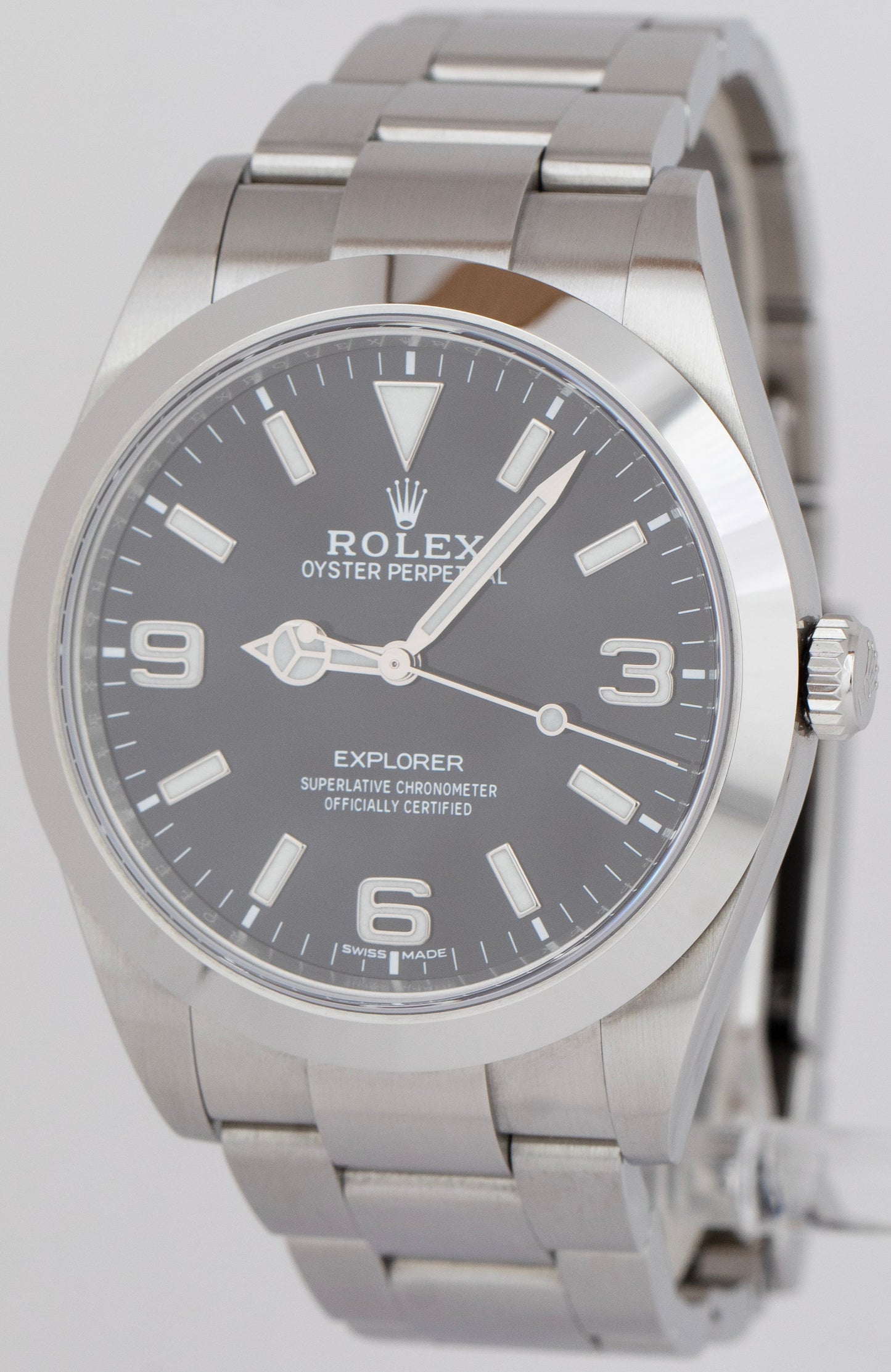 Rolex Explorer I Black 39mm Stainless Steel 3-6-9 FULL LUME MK2 Watch 214270