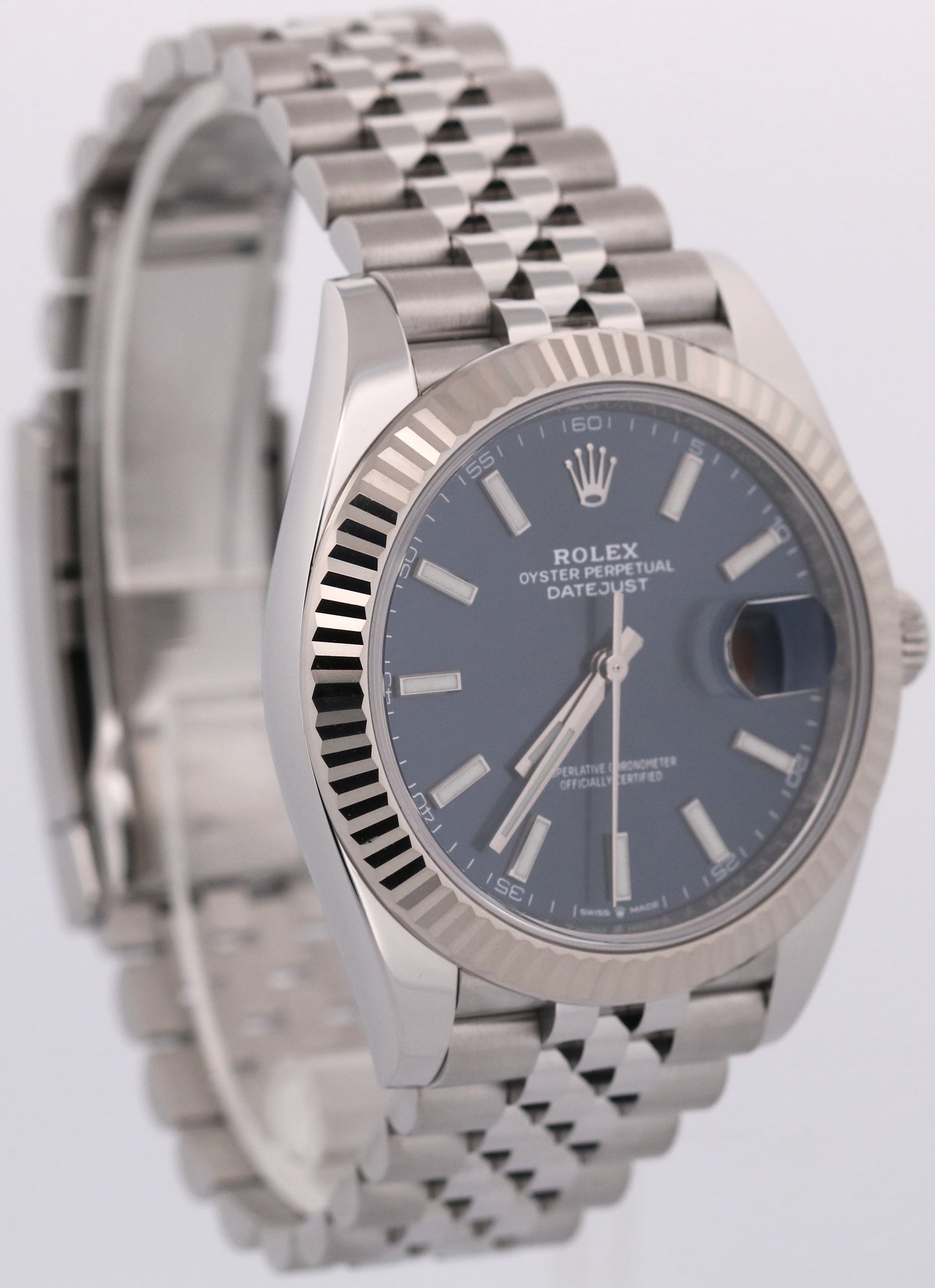 2019 PAPERS Rolex DateJust 41 BLUE 18K Steel JUBILEE Fluted 41mm 126334 BOX