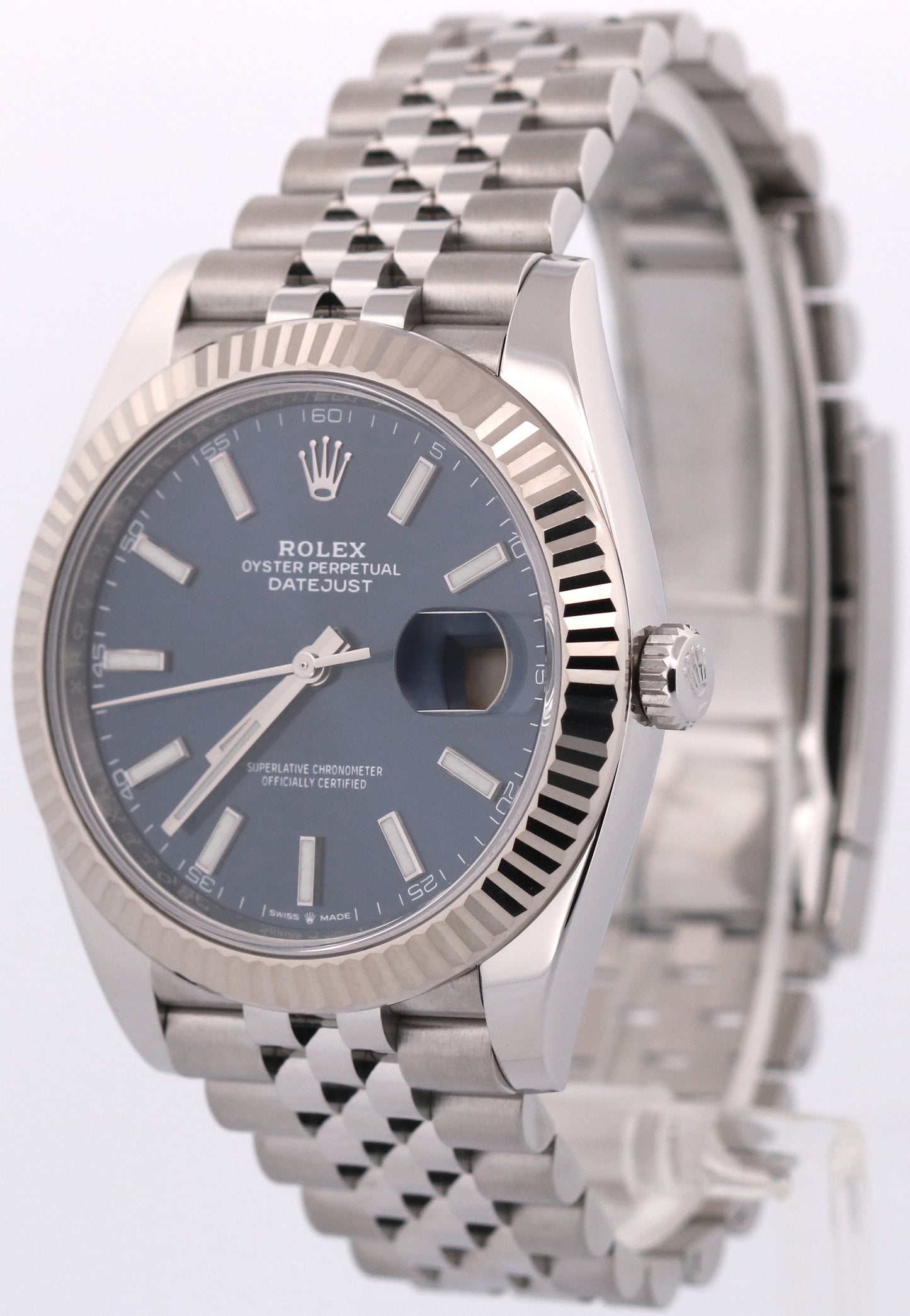 2019 PAPERS Rolex DateJust 41 BLUE 18K Steel JUBILEE Fluted 41mm 126334 BOX
