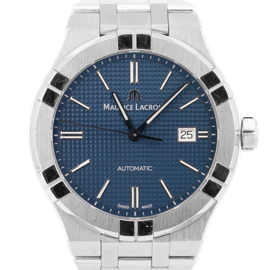 Maurice Lacroix Aikon Automatic Date 42mm Stainless Steel Blue Watch AI6008 BOX