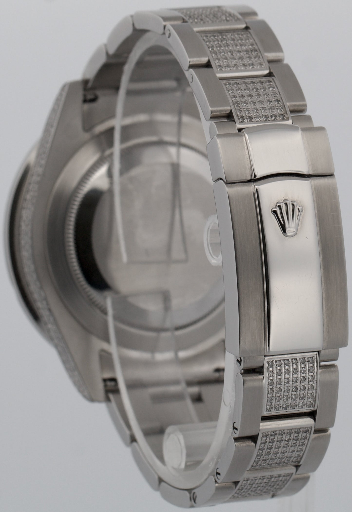 Rolex DateJust II 41mm 116300 Silver Pave Diamond Stainless Steel Oyster Watch
