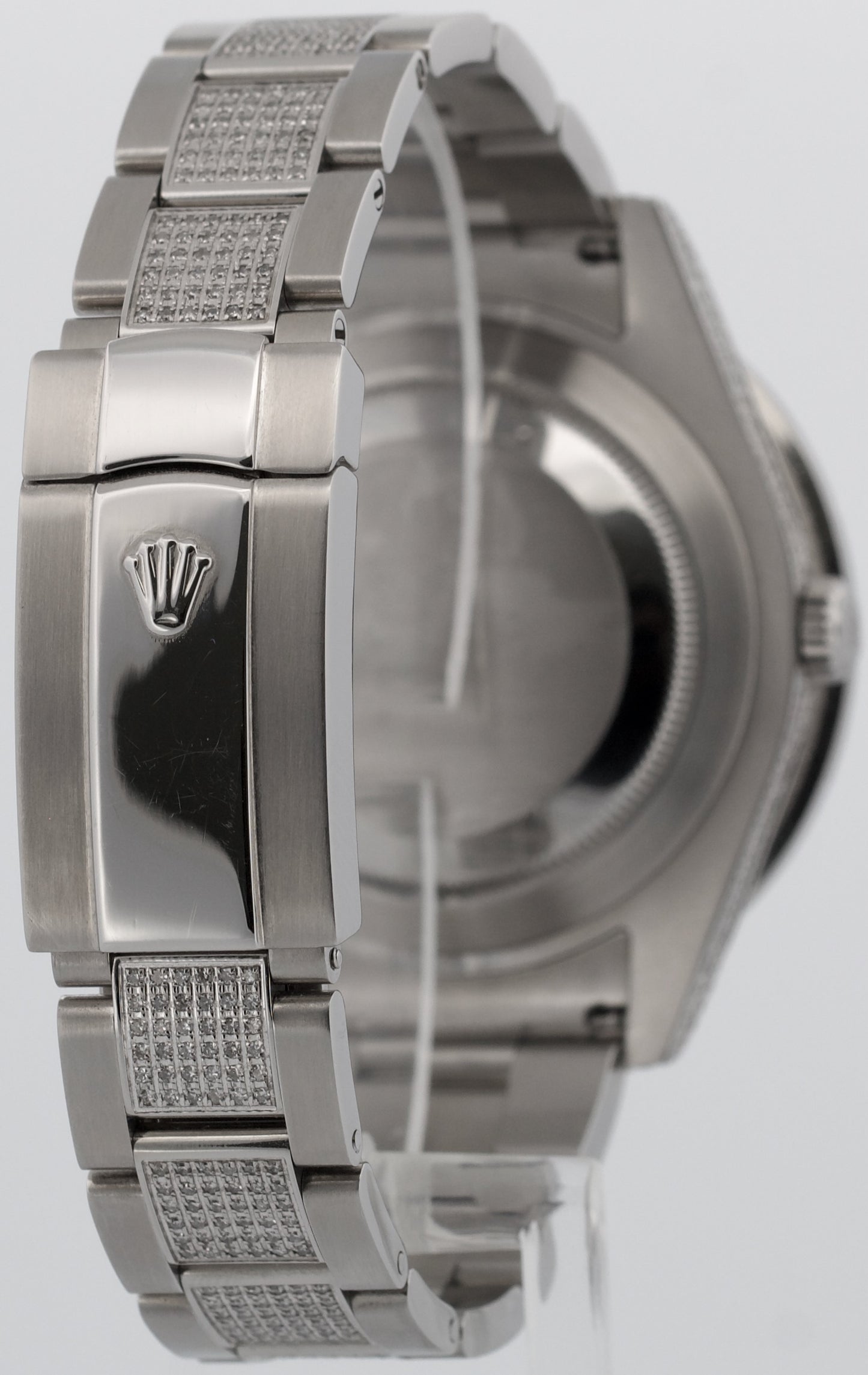 Rolex DateJust II 41mm 116300 Silver Pave Diamond Stainless Steel Oyster Watch