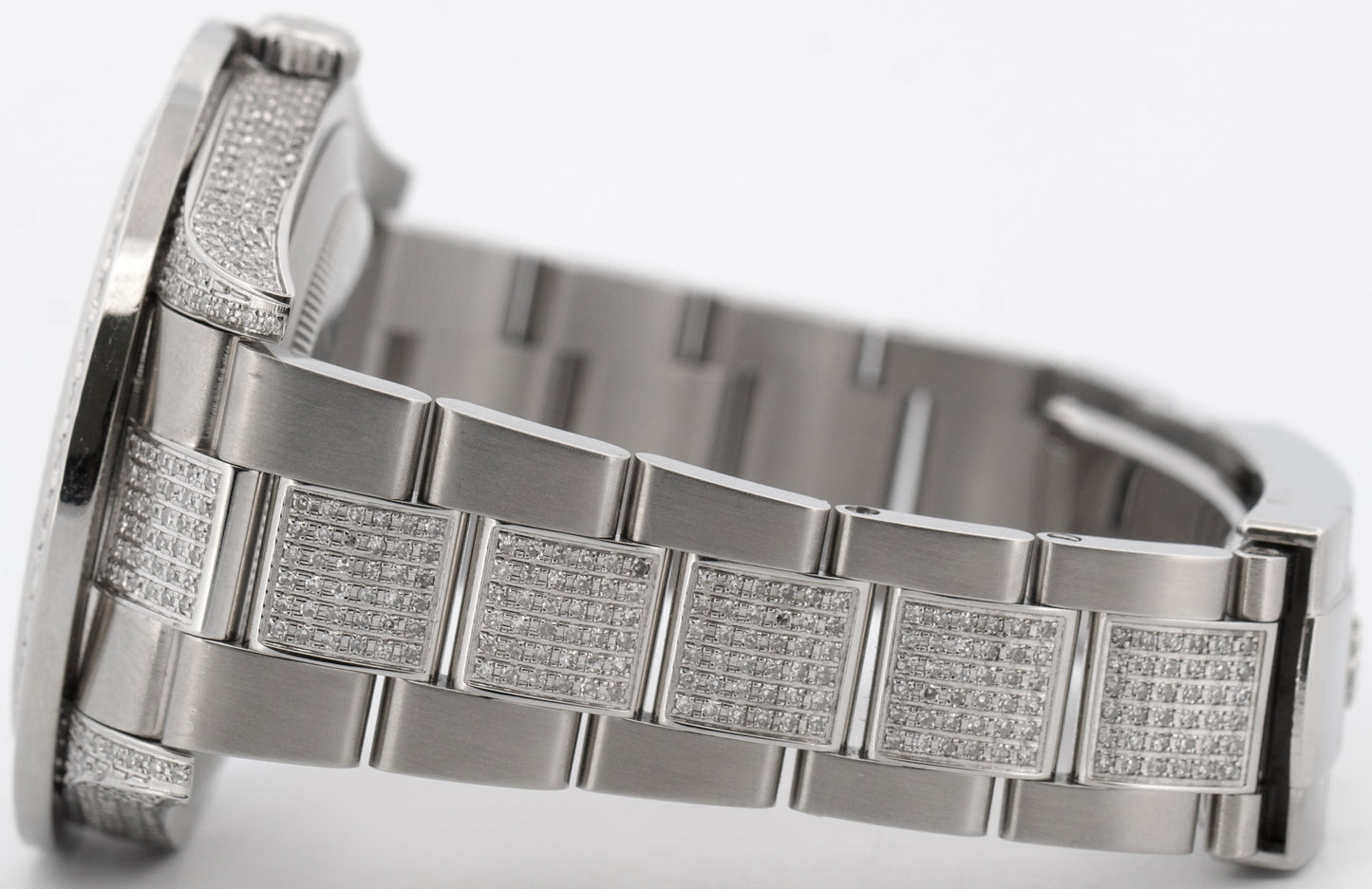 Rolex DateJust II 41mm 116300 Silver Pave Diamond Stainless Steel Oyster Watch