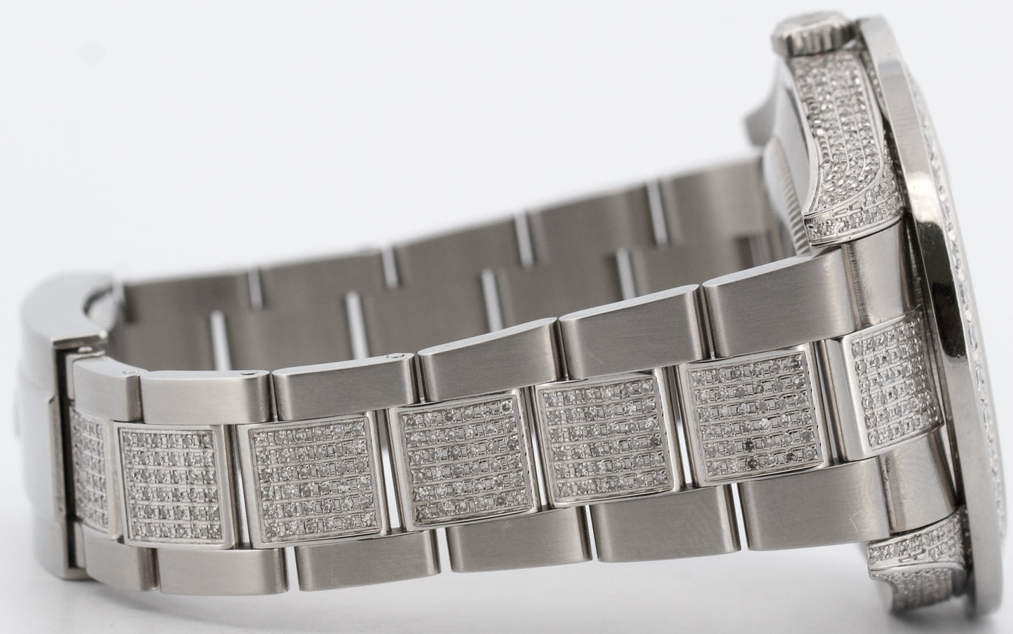 Rolex DateJust II 41mm 116300 Silver Pave Diamond Stainless Steel Oyster Watch