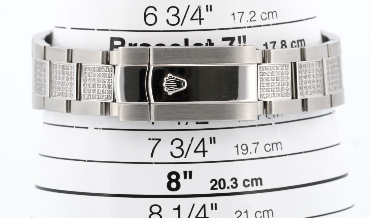 Rolex DateJust II 41mm 116300 Silver Pave Diamond Stainless Steel Oyster Watch