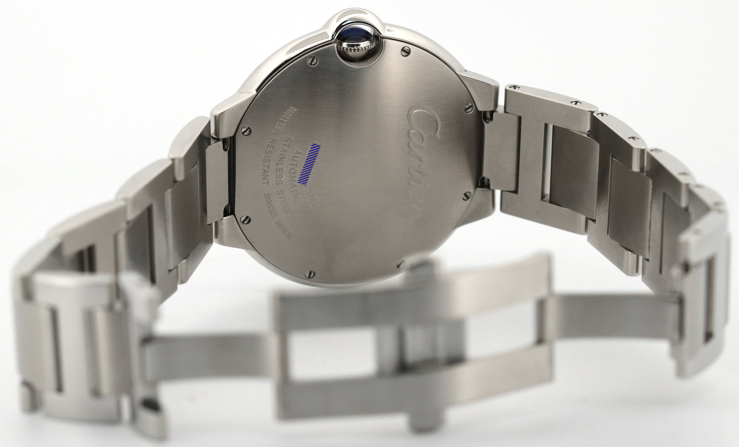 Cartier Ballon Bleu SILVER GUILLOCHE Stainless Roman 42mm 3765 W69012Z4 Watch