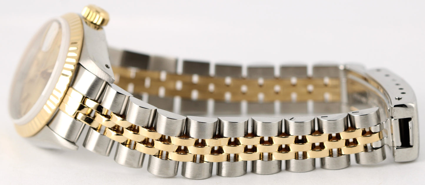 VINTAGE Rolex DateJust PAPERS Two-Tone 18k Gold Steel Champagne 26mm 69173 Watch