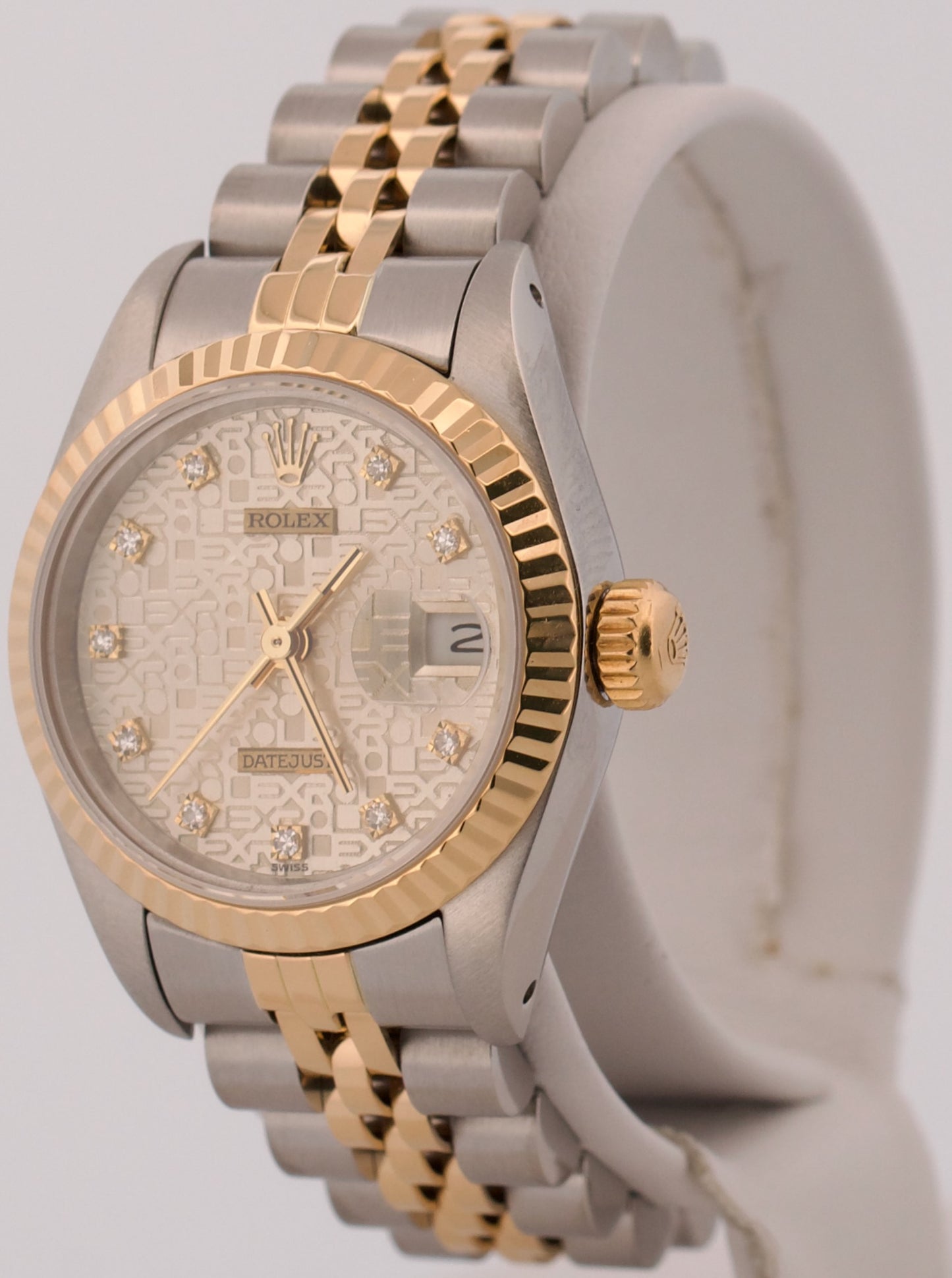 Ladies Rolex DateJust 26mm SILVER JUBILEE DIAMOND 18K Gold Steel Fluted 69173
