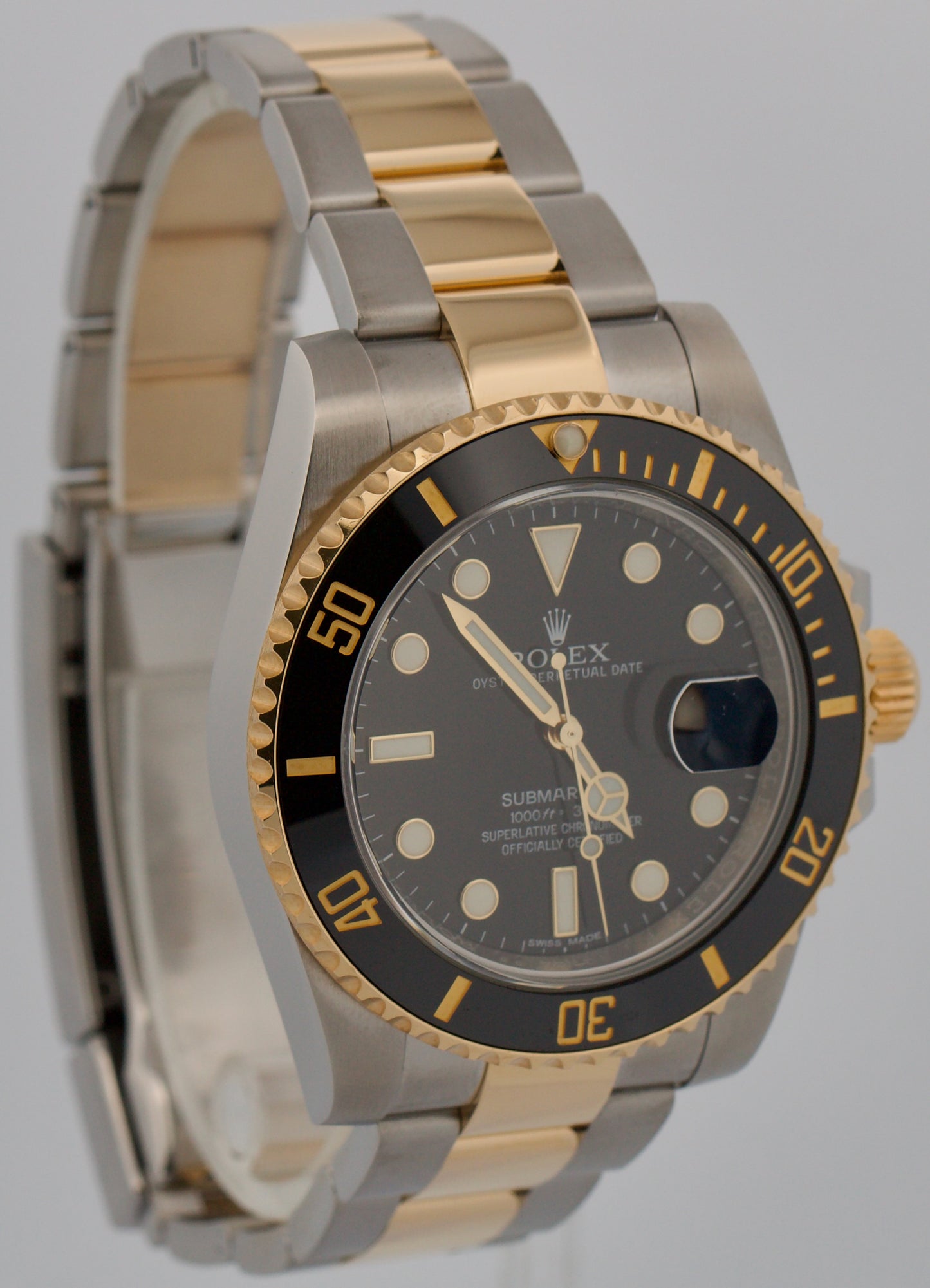 Rolex Submariner Date 18K Yellow Gold Steel BLACK Ceramic 40mm 116613 LN Watch
