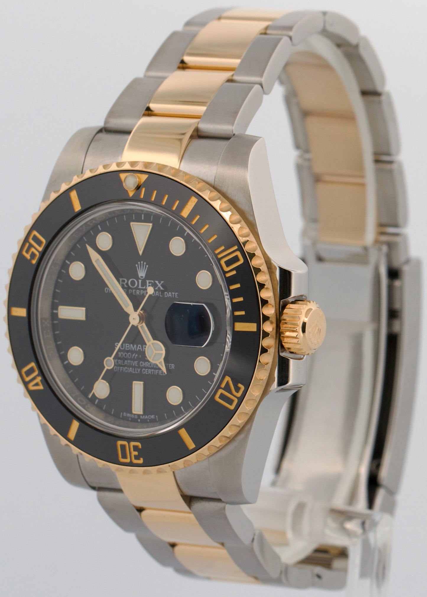 Rolex Submariner Date 18K Yellow Gold Steel BLACK Ceramic 40mm 116613 LN Watch