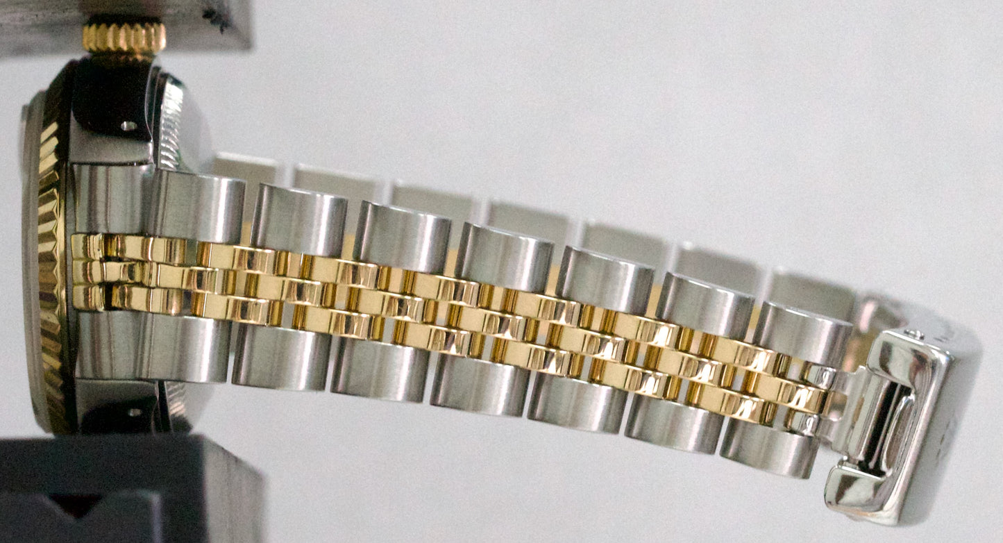 Ladies Rolex DateJust 26mm SILVER JUBILEE DIAMOND 18K Gold Steel Fluted 69173
