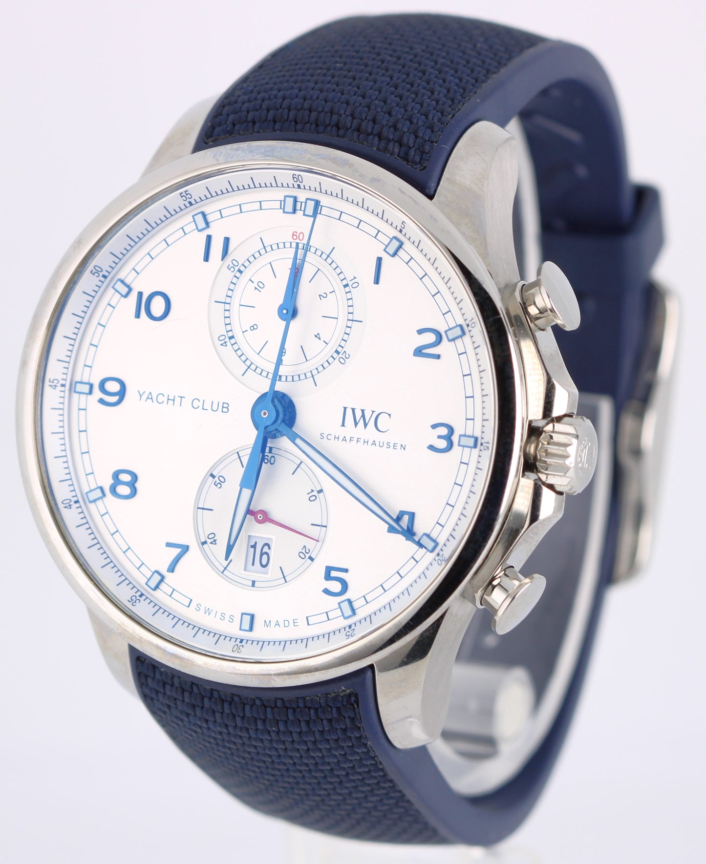 IWC Portugieser Yacht Club Chronograph PAPERS Silver Arabic 45mm IW390702 Watch