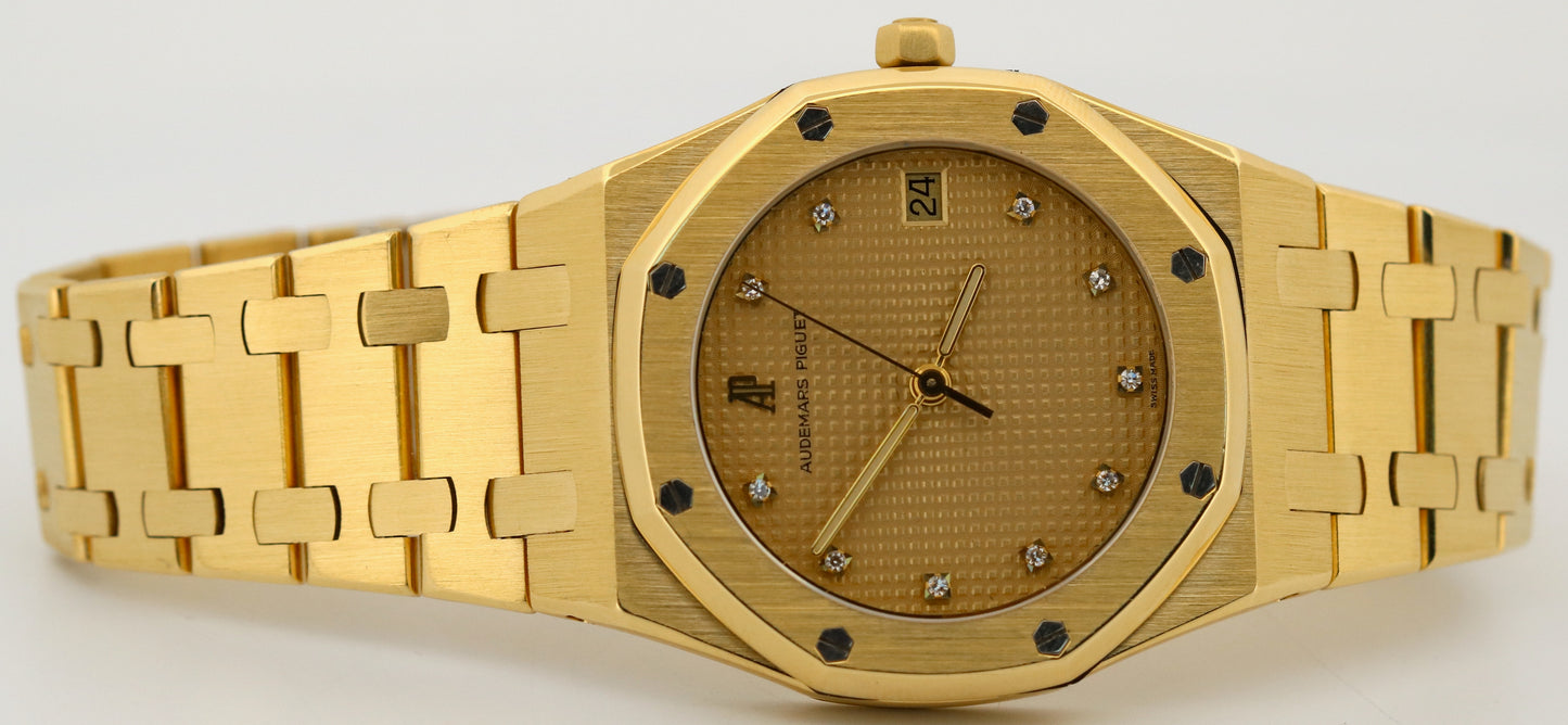 Audemars Piguet Royal Oak FACTORY CHAMPAGNE DIAMOND 18K Yellow Gold Quartz 35mm