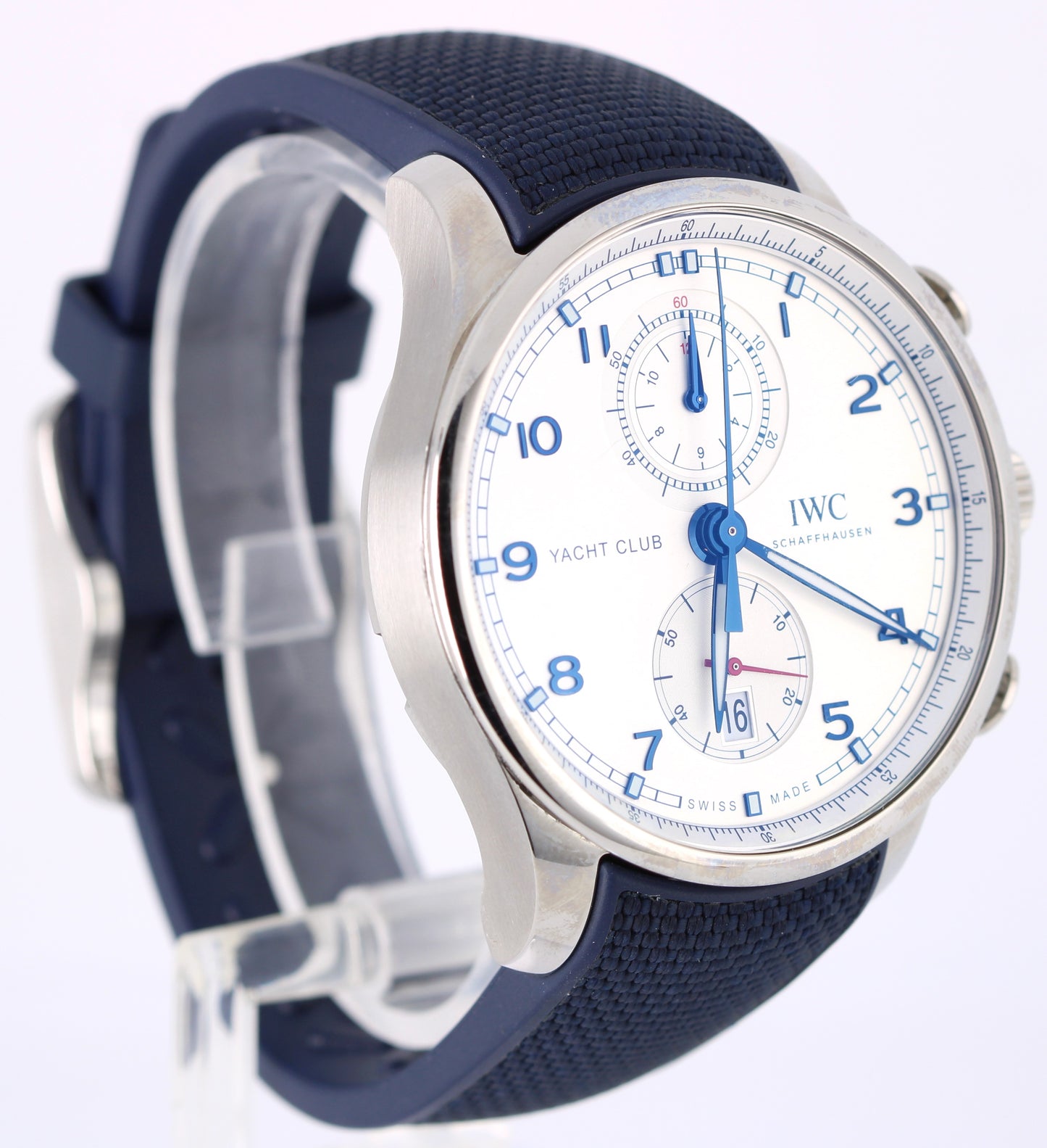 IWC Portugieser Yacht Club Chronograph PAPERS Silver Arabic 45mm IW390702 Watch