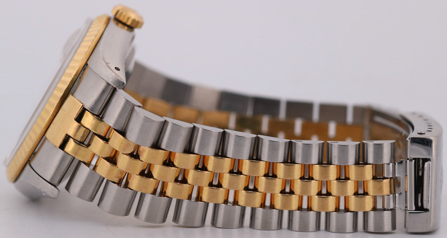 PAPERS Rolex DateJust 36mm CHAMPAGNE TAPESTRY TIFFANY 18K JUBILEE 16233 BOX