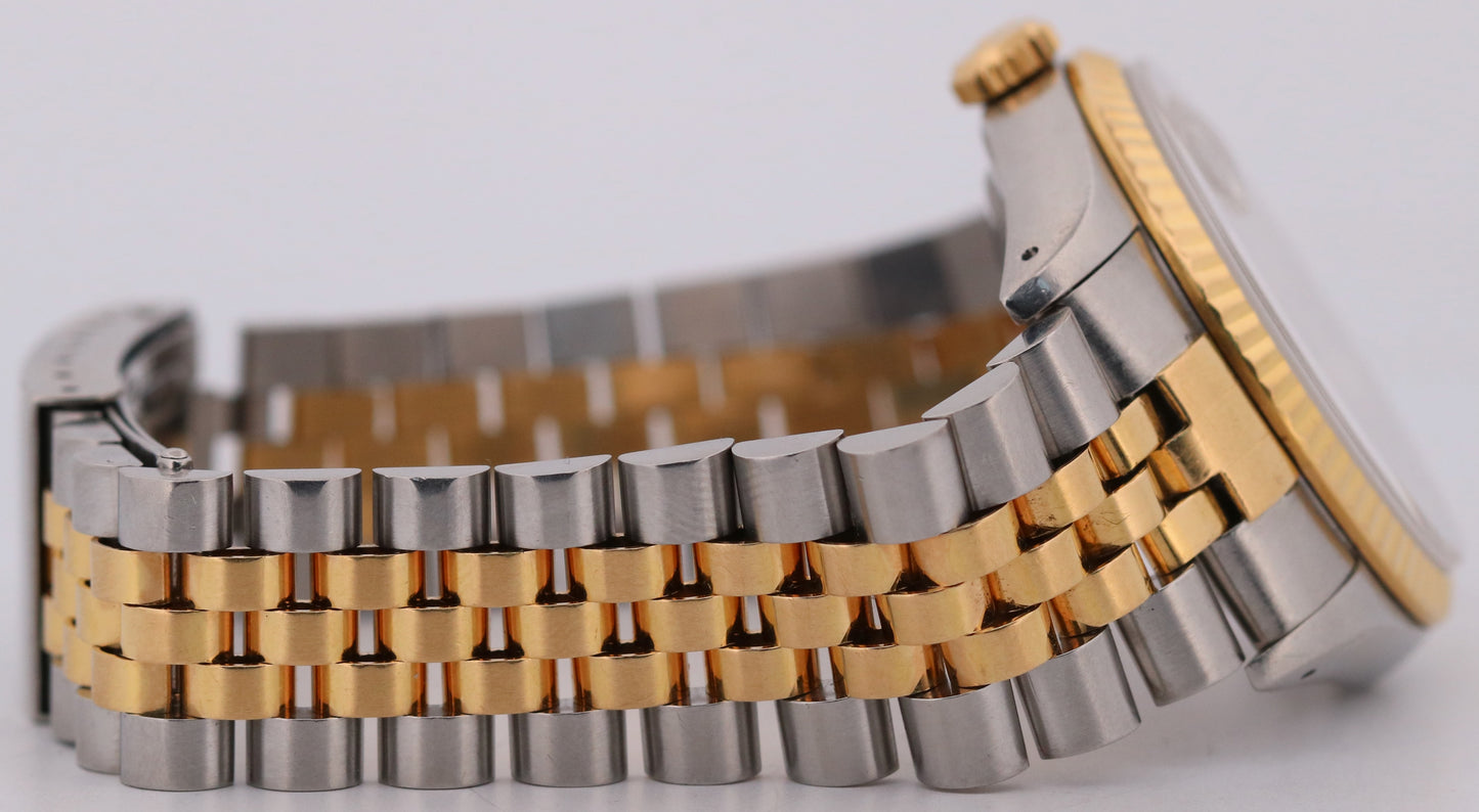PAPERS Rolex DateJust 36mm CHAMPAGNE TAPESTRY TIFFANY 18K JUBILEE 16233 BOX