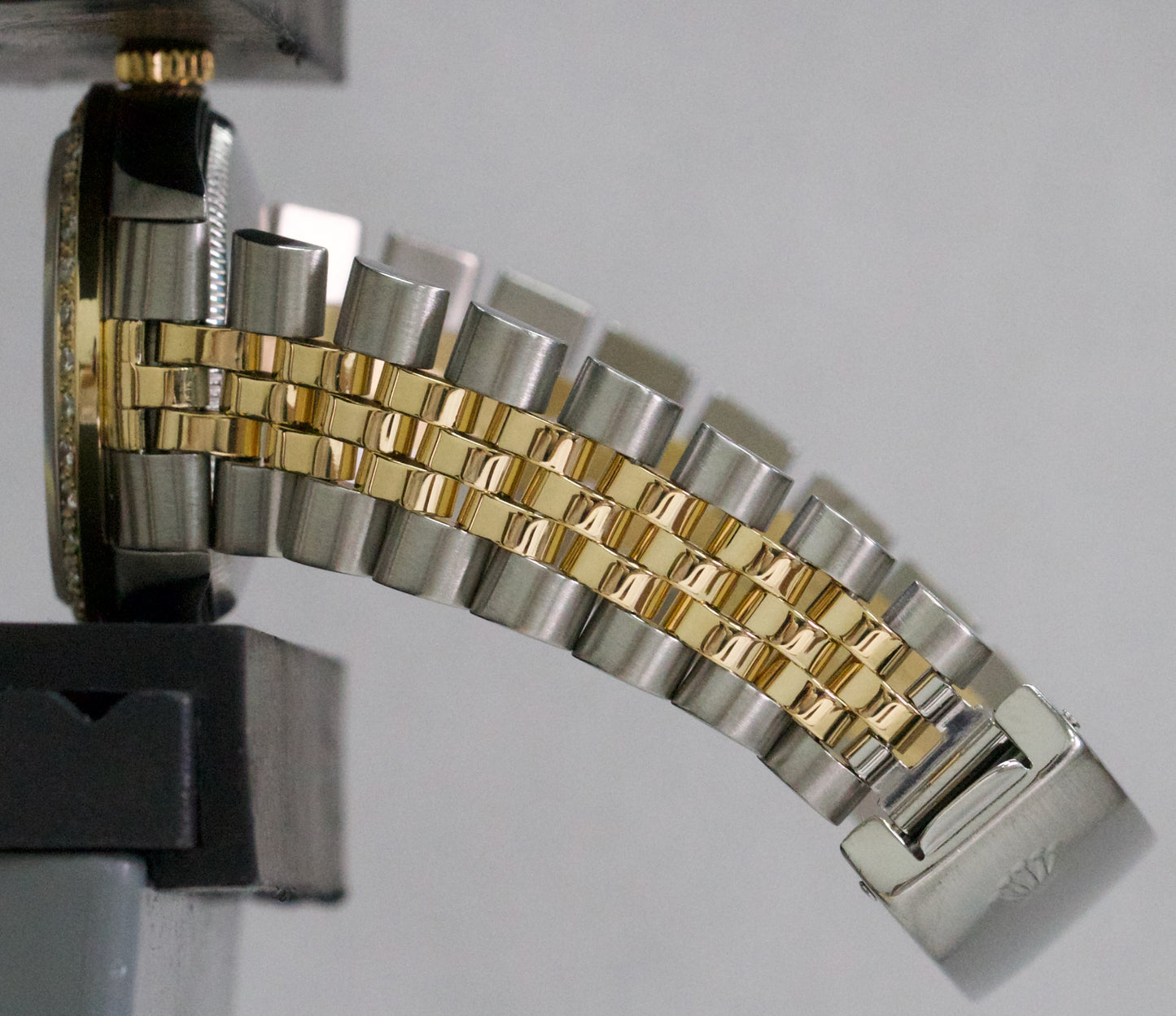 Rolex DateJust Midsize BLACK DIAMOND BEZEL 18K Gold Steel JUBILEE 31mm 68273