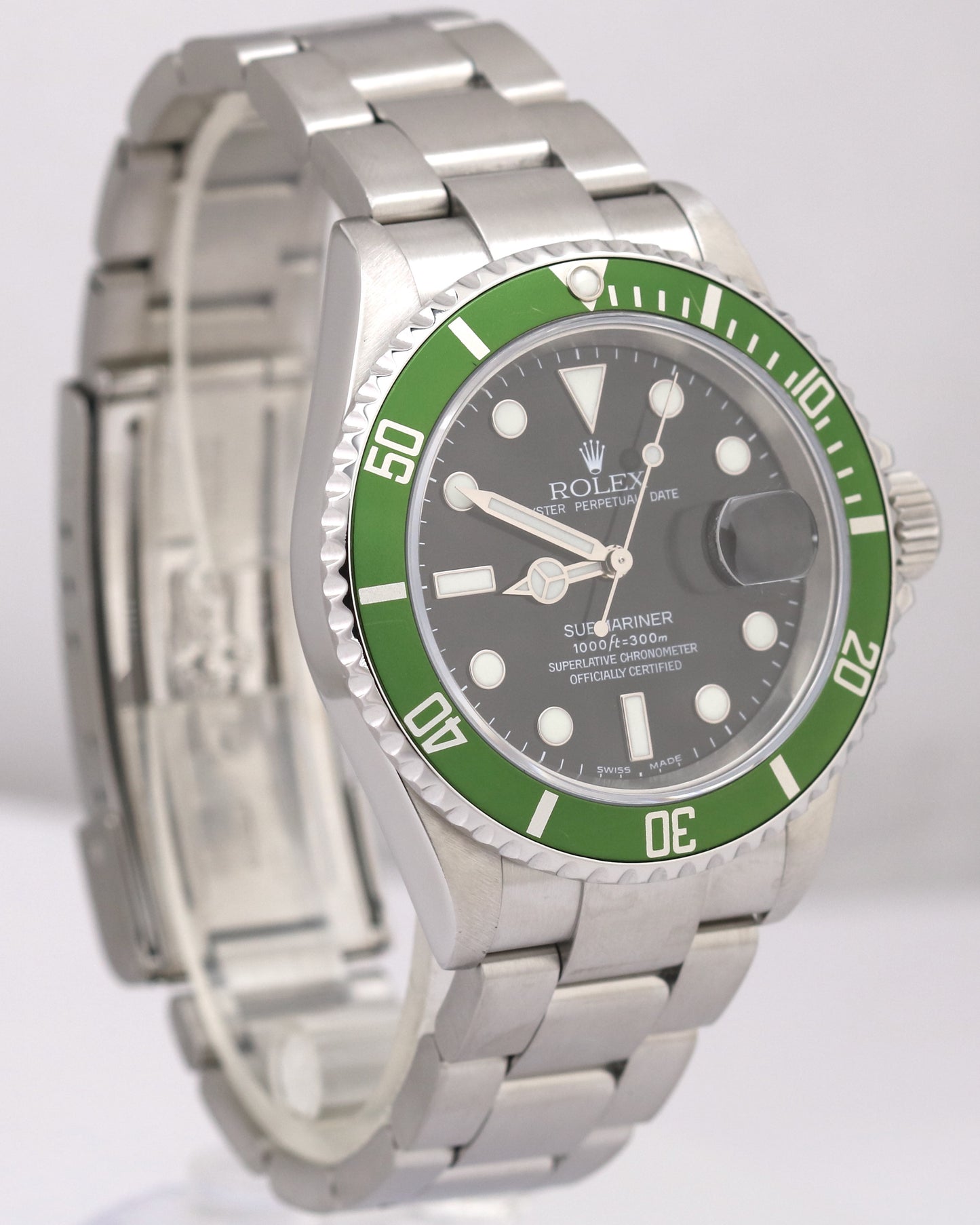 MINT PAPERS Rolex Submariner Date KERMIT Green Stainless Watch 16610 LV BOX