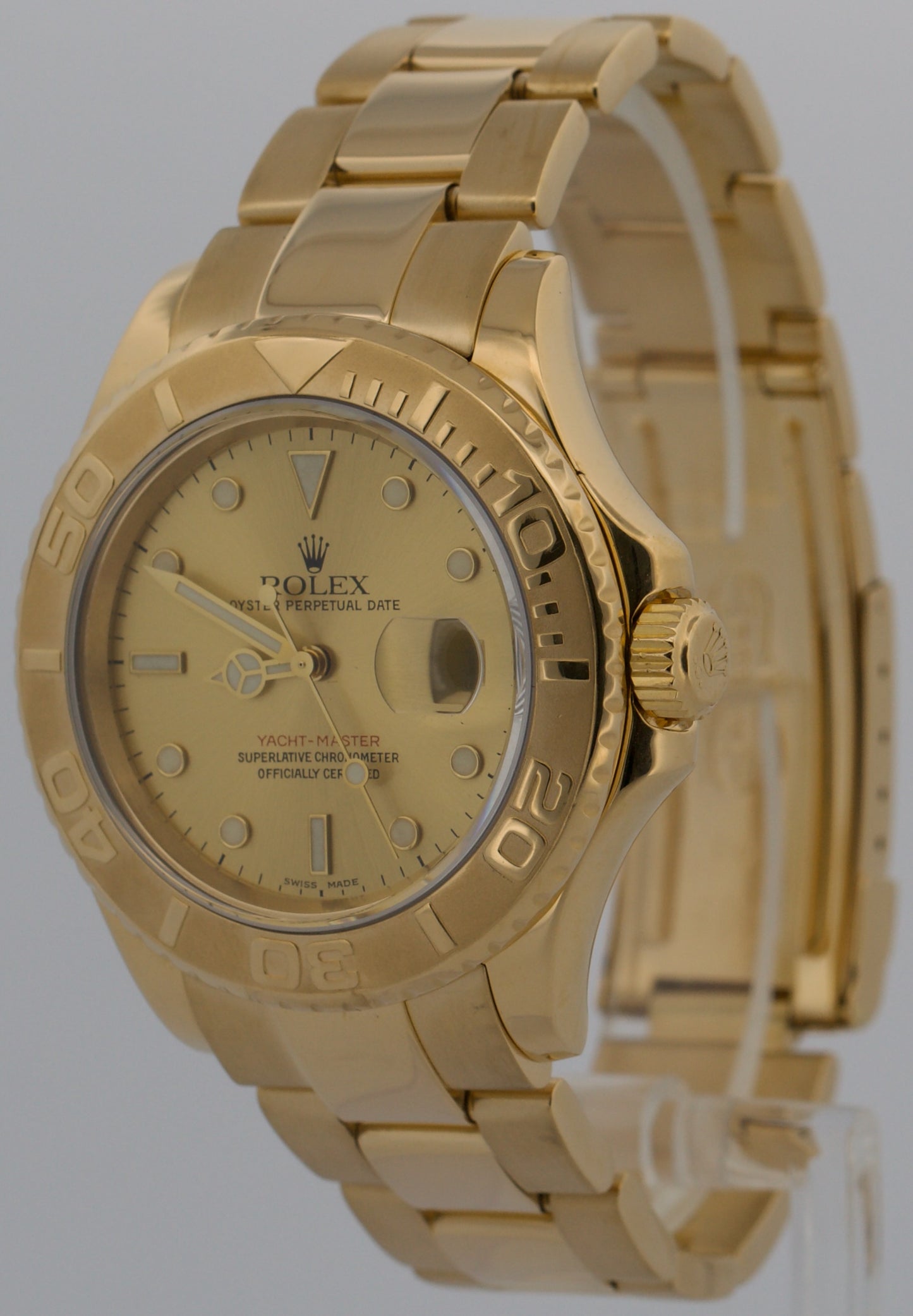 Rolex Yacht-Master 40mm CHAMPAGNE 18K Yellow Gold NO-HOLES Automatic Watch 16628