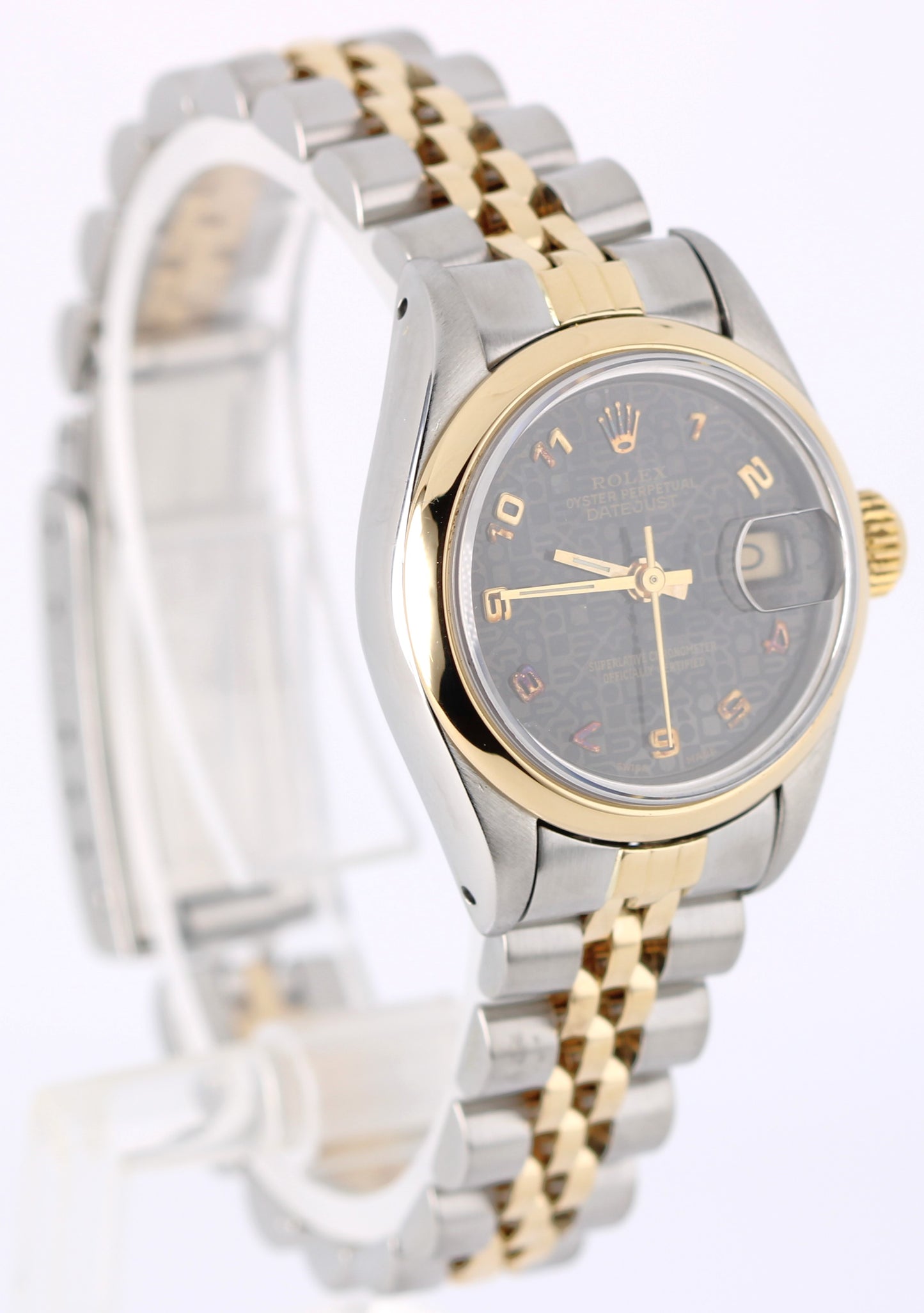 Rolex Datejust Two-Tone 18k Yellow Gold Steel Black Jubilee 26mm 69163 Watch
