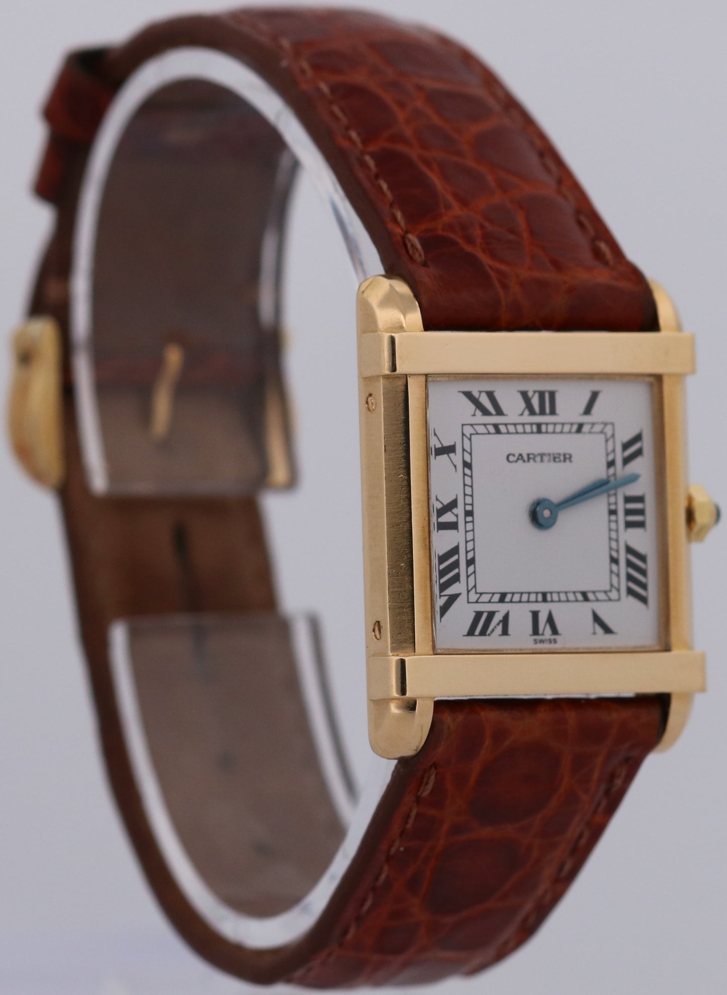 VINTAGE Cartier Tank Chinoise 18K Yellow Gold Quartz 8105 Leather 23mm x 30mm