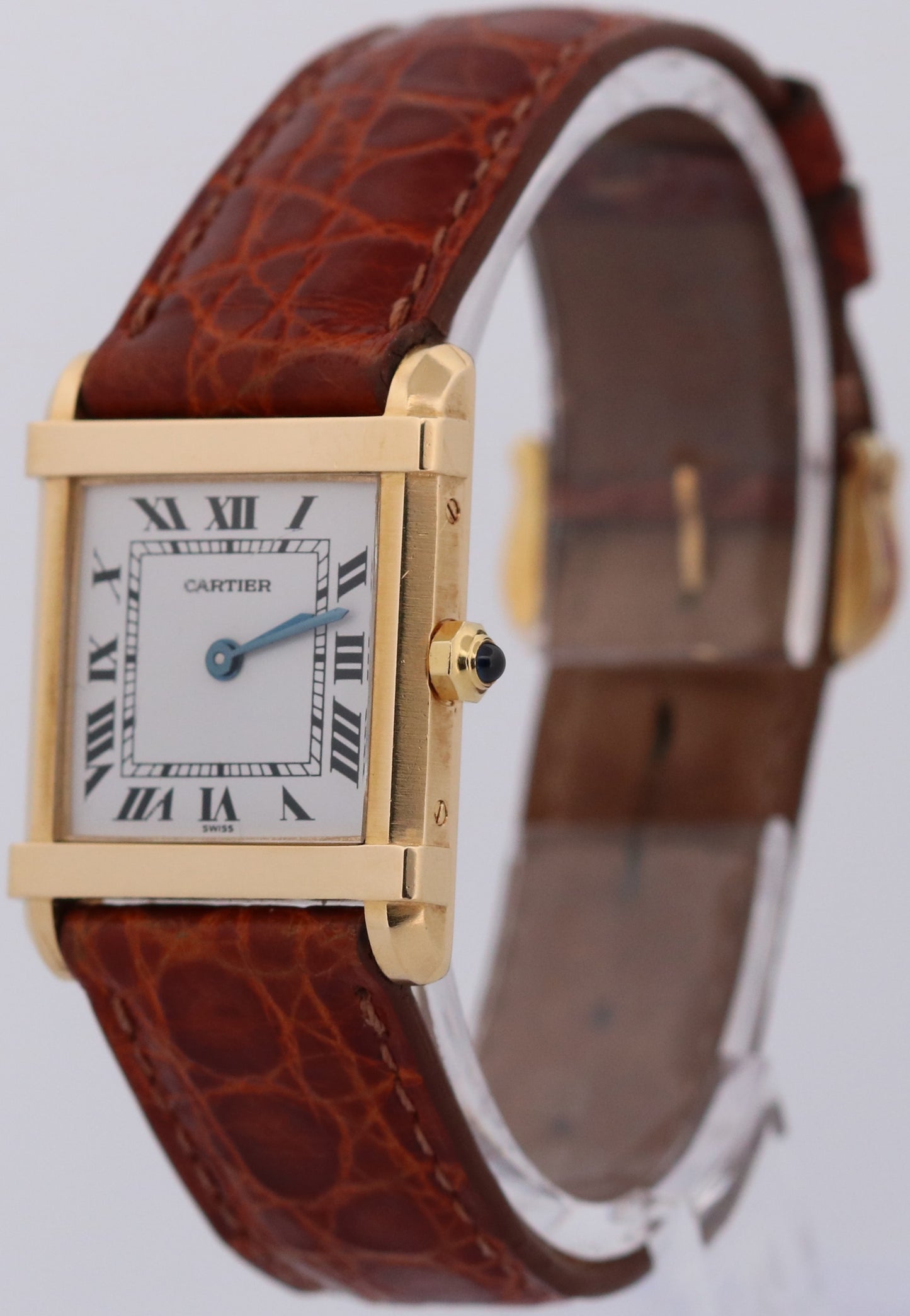 VINTAGE Cartier Tank Chinoise 18K Yellow Gold Quartz 8105 Leather 23mm x 30mm